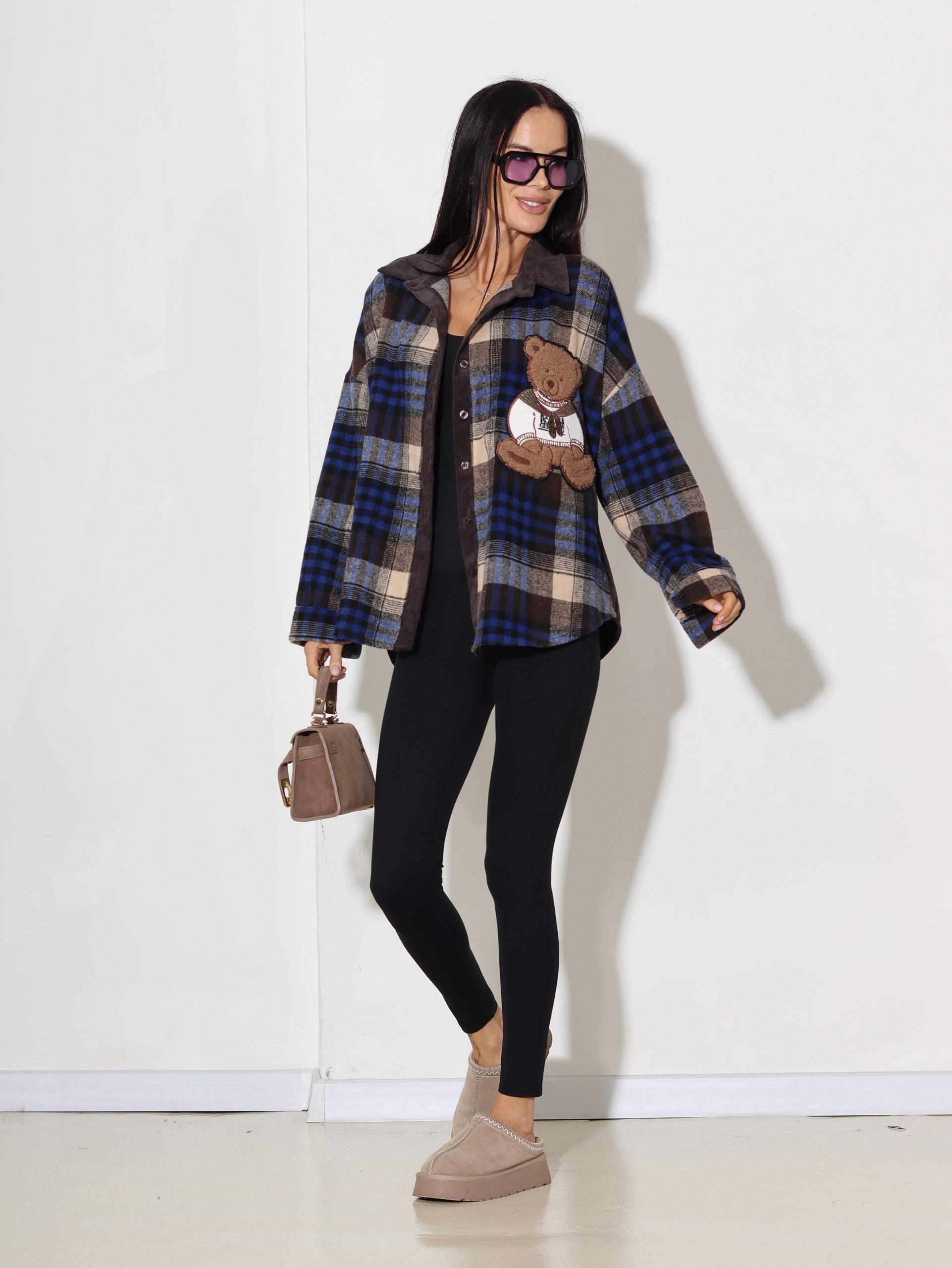 Zils rūtains krekls "Lācītis" - 16891