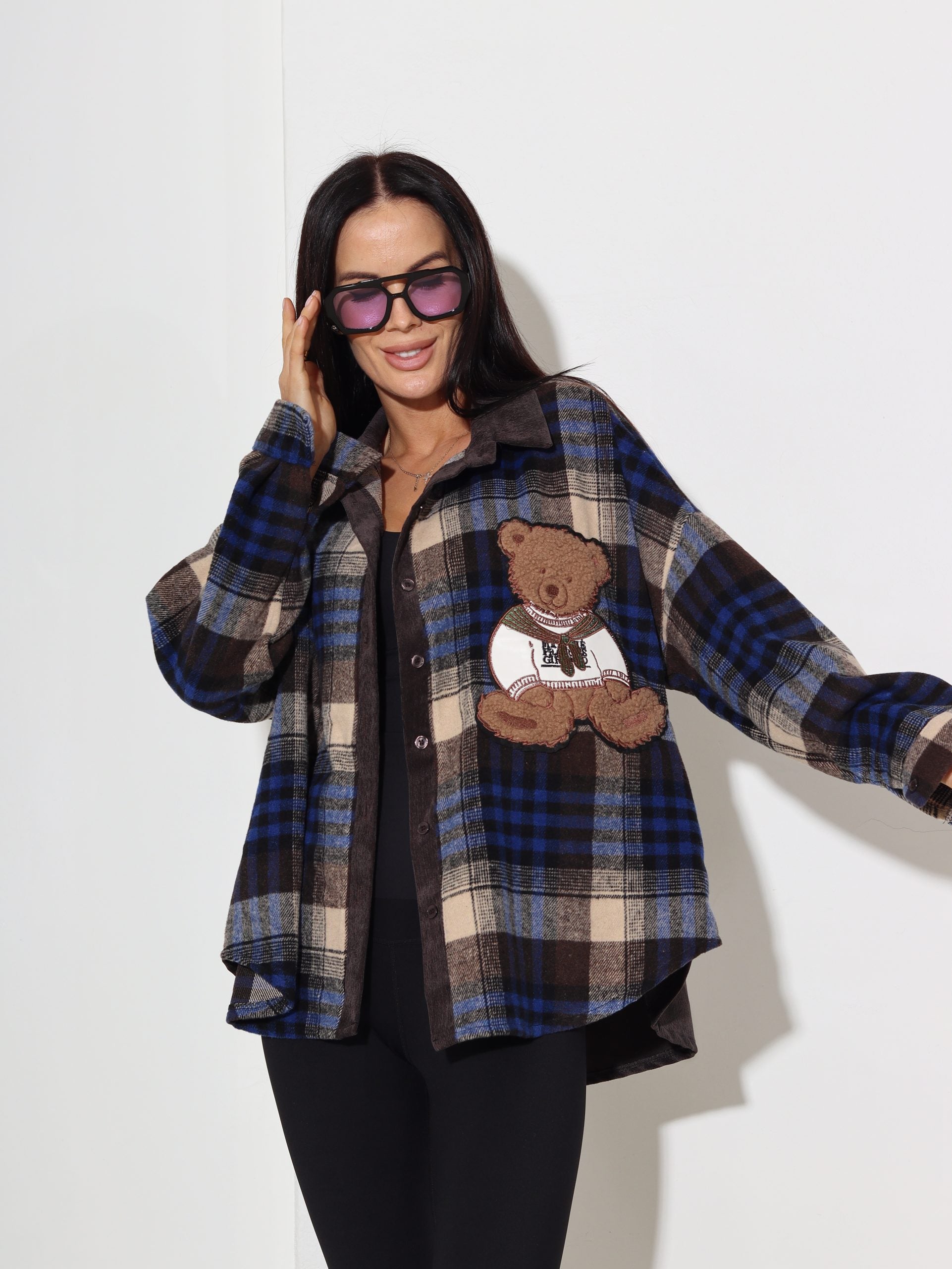 Zils rūtains krekls "Lācītis" - 16891