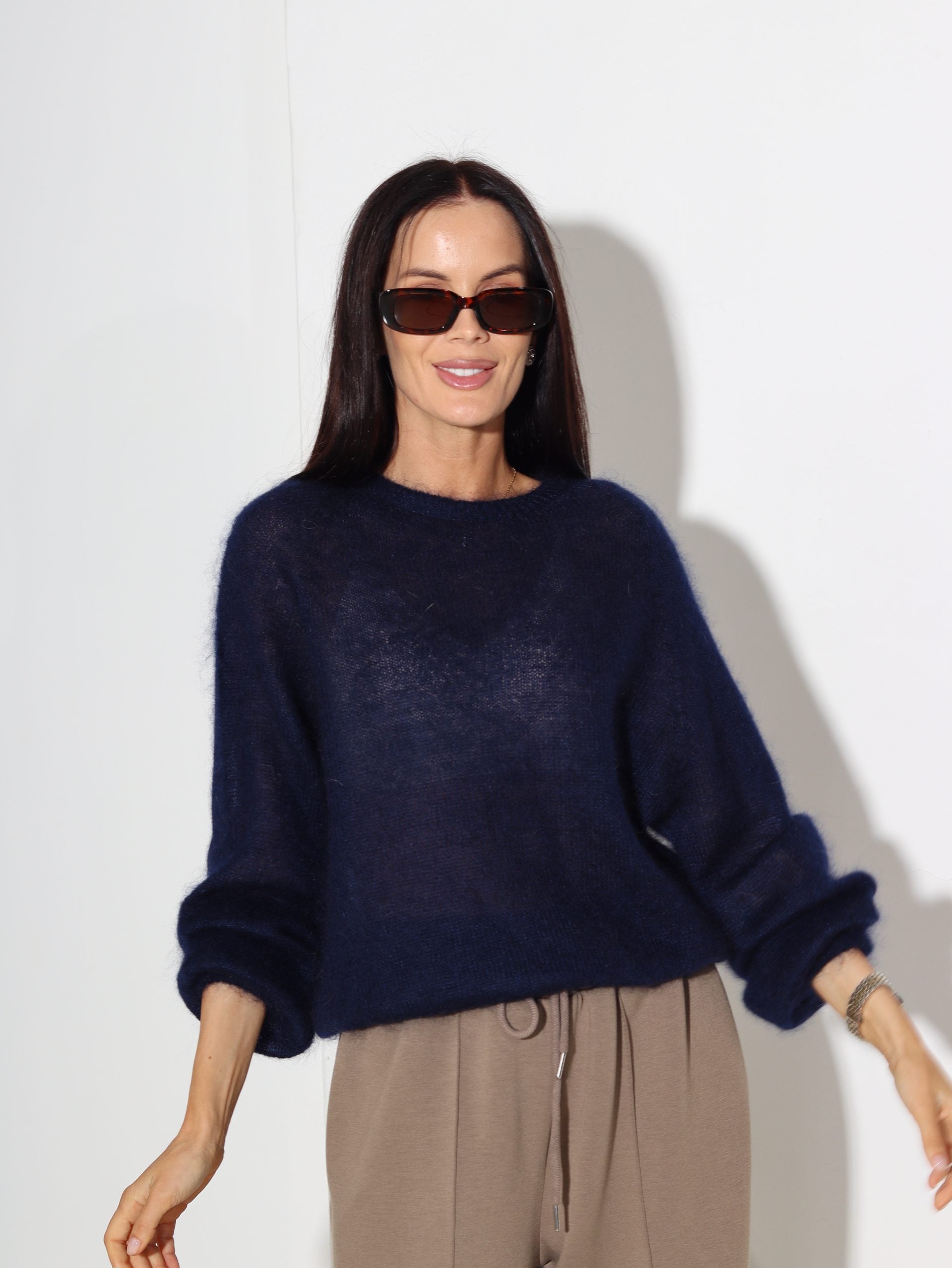 T.zils, smalks mohēras džemperīts ar garu piedurkni - 16259