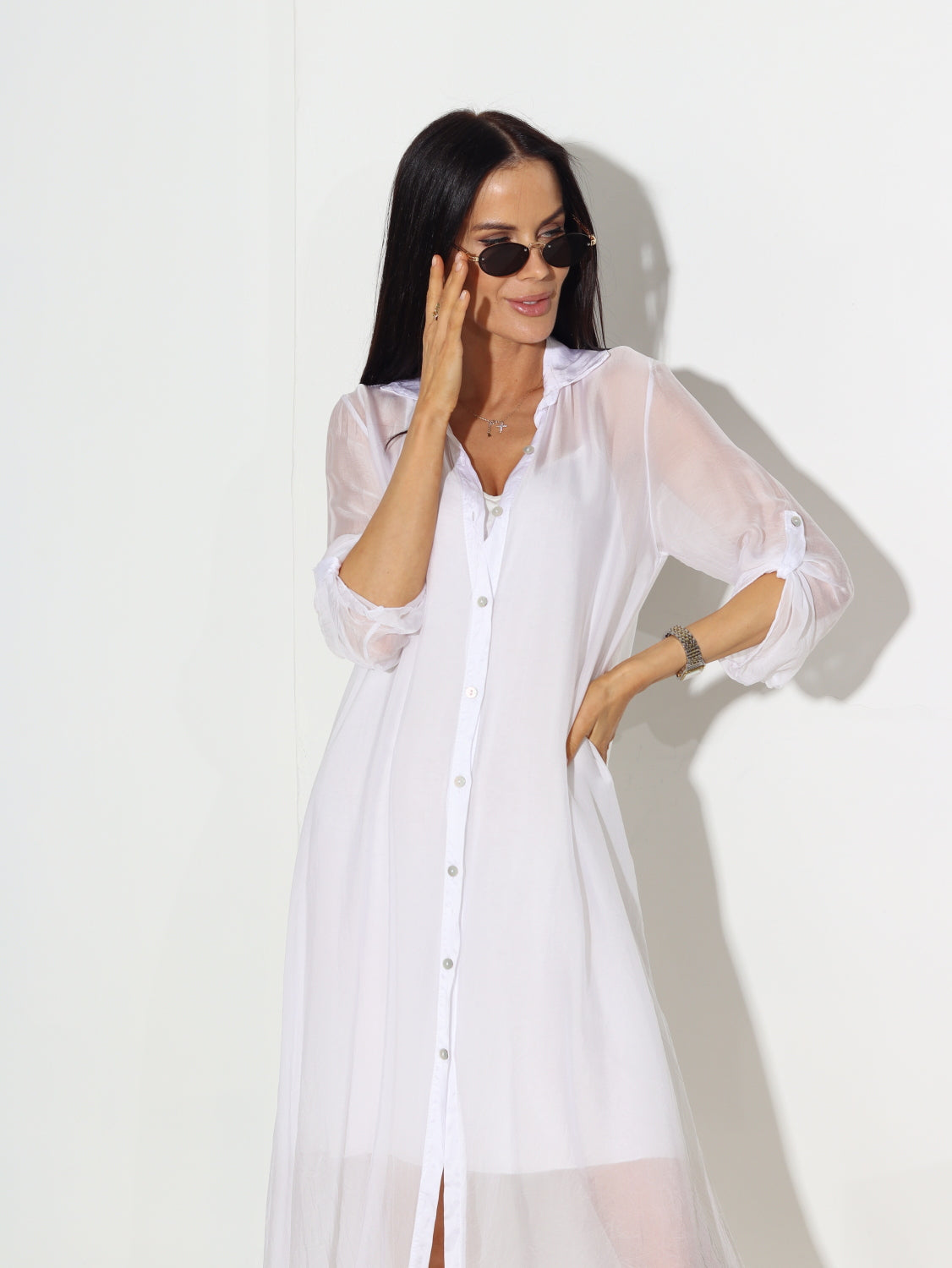 Balta gara kreklkleita ar apakškleitu - 15347