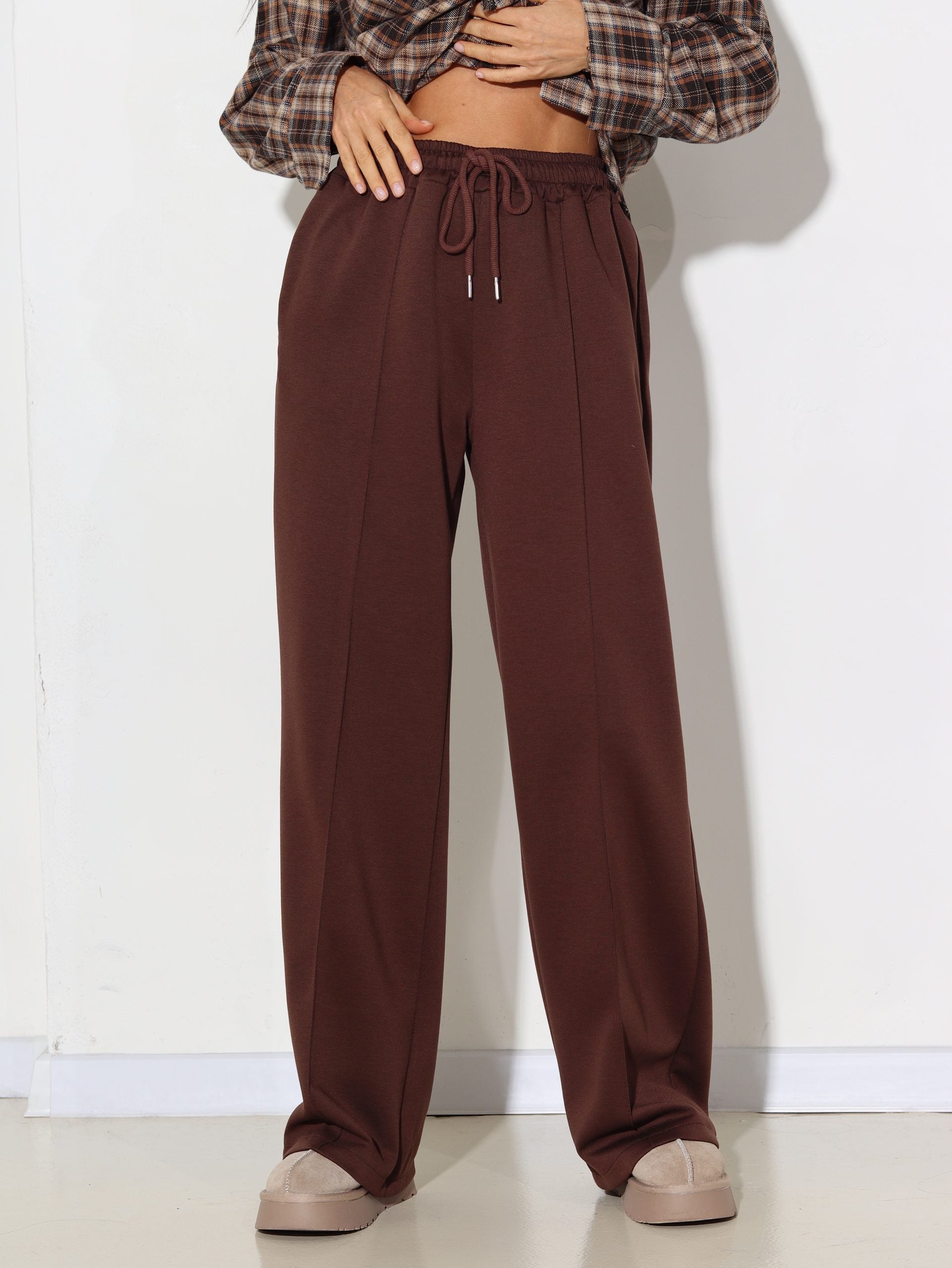 Tumši brūnas, sportiska stila bikses - 16283