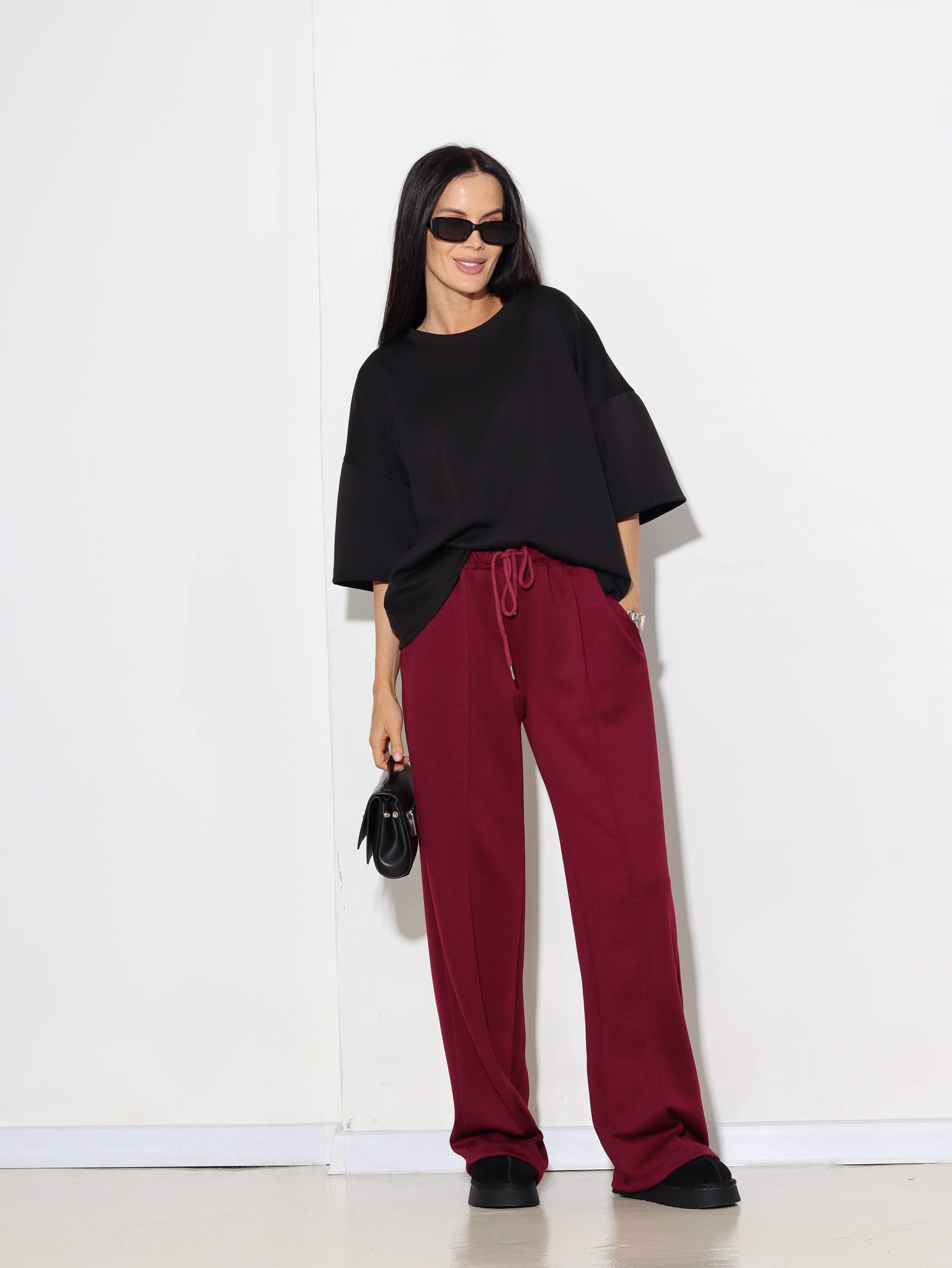 Tumši sarkana/ bordo, sportiska stila bikses - 16287