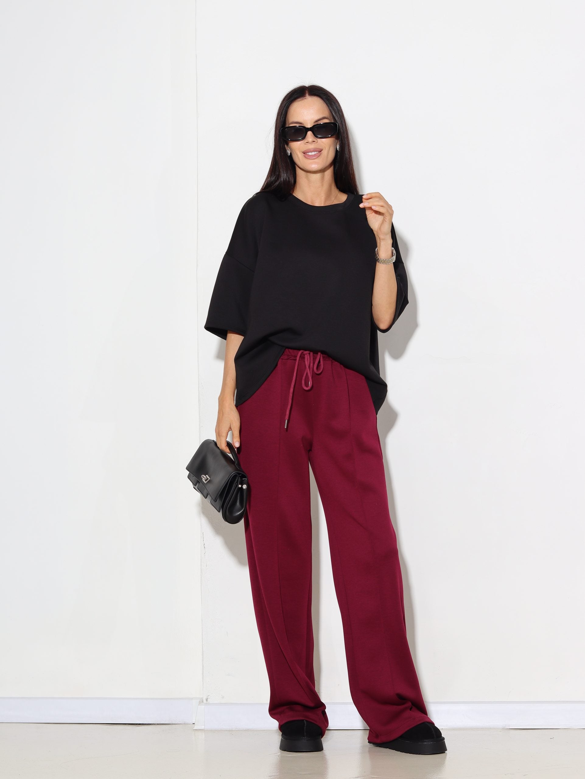 Tumši sarkana/ bordo, sportiska stila bikses - 16287