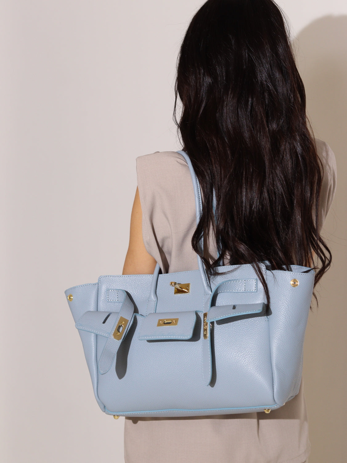 Zila d/ā liela rokassoma ar dubultu aizdari - 14651