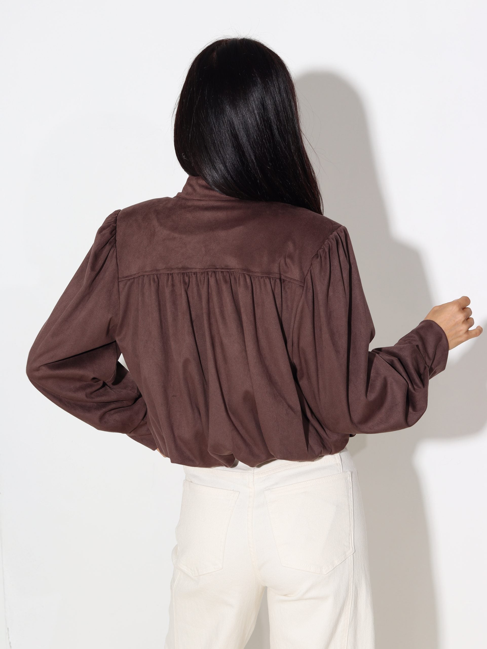 Brūna zamša auduma bomber tipa virsjaka - 16296