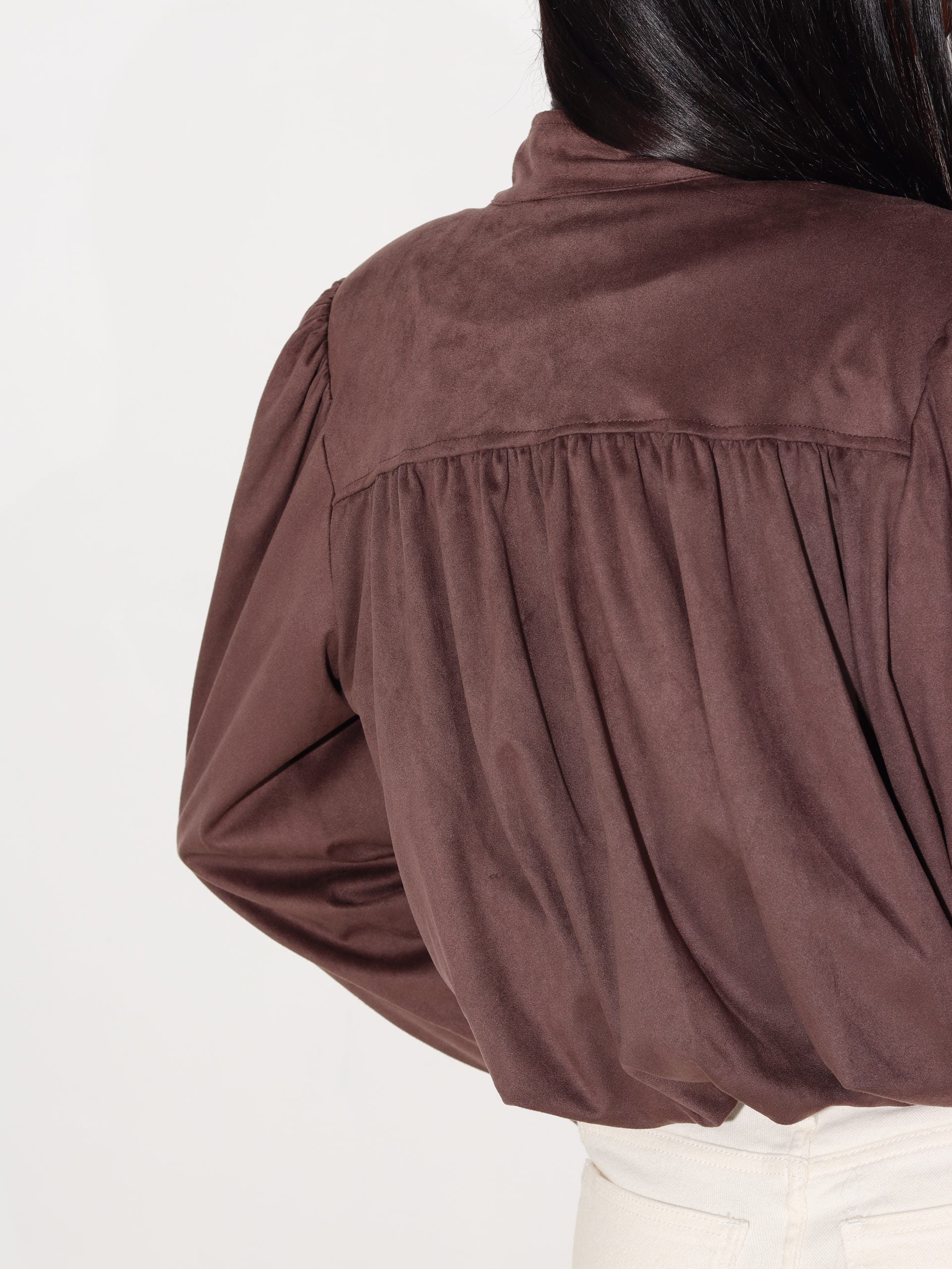 Brūna zamša auduma bomber tipa virsjaka - 16296
