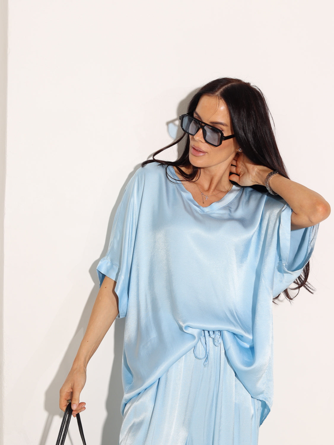 Zils viskozes komplekts( tops+bikses) - 15477