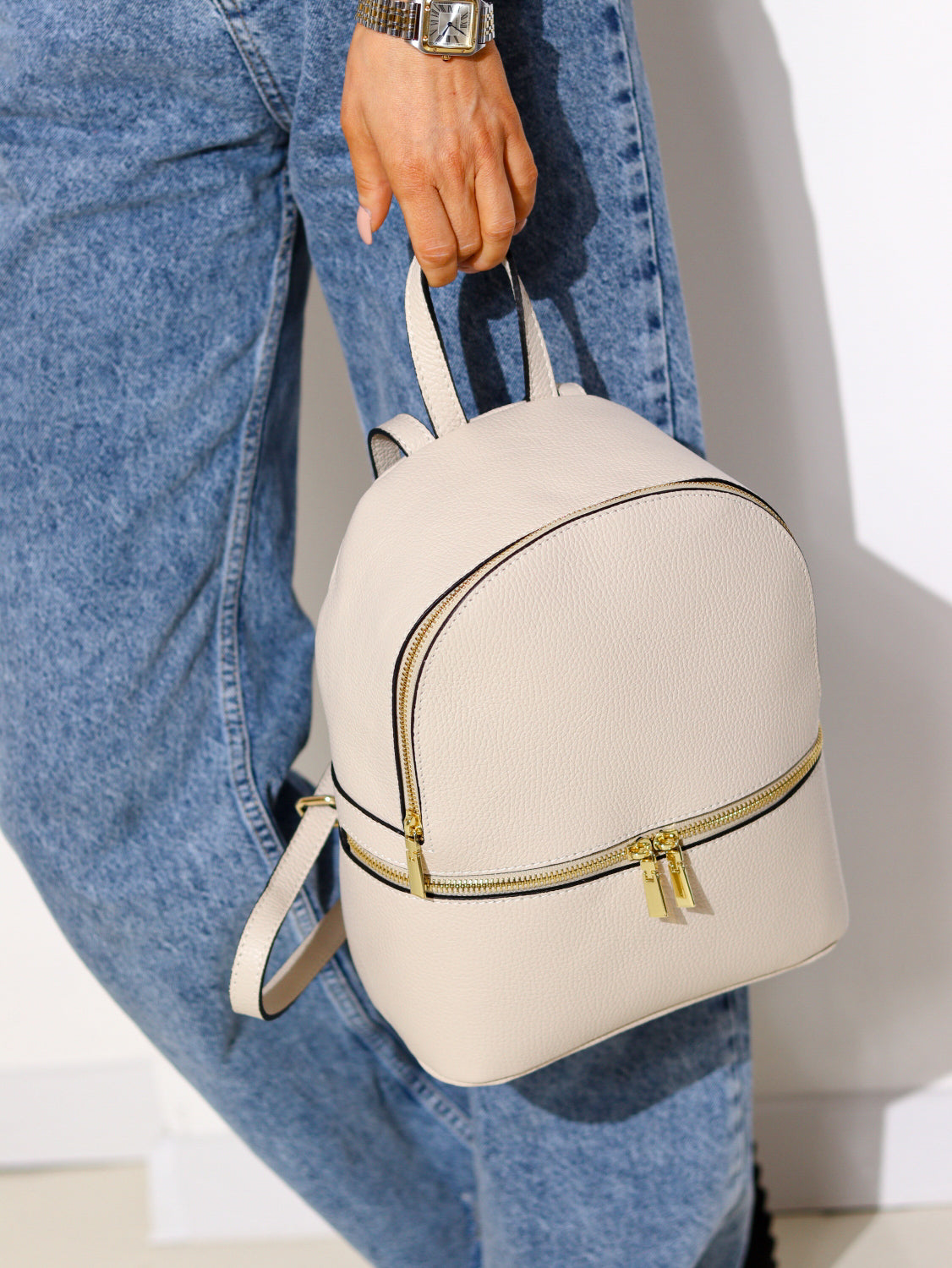 Bēša midi mugursoma ar rāvējslēdzēju - 14203