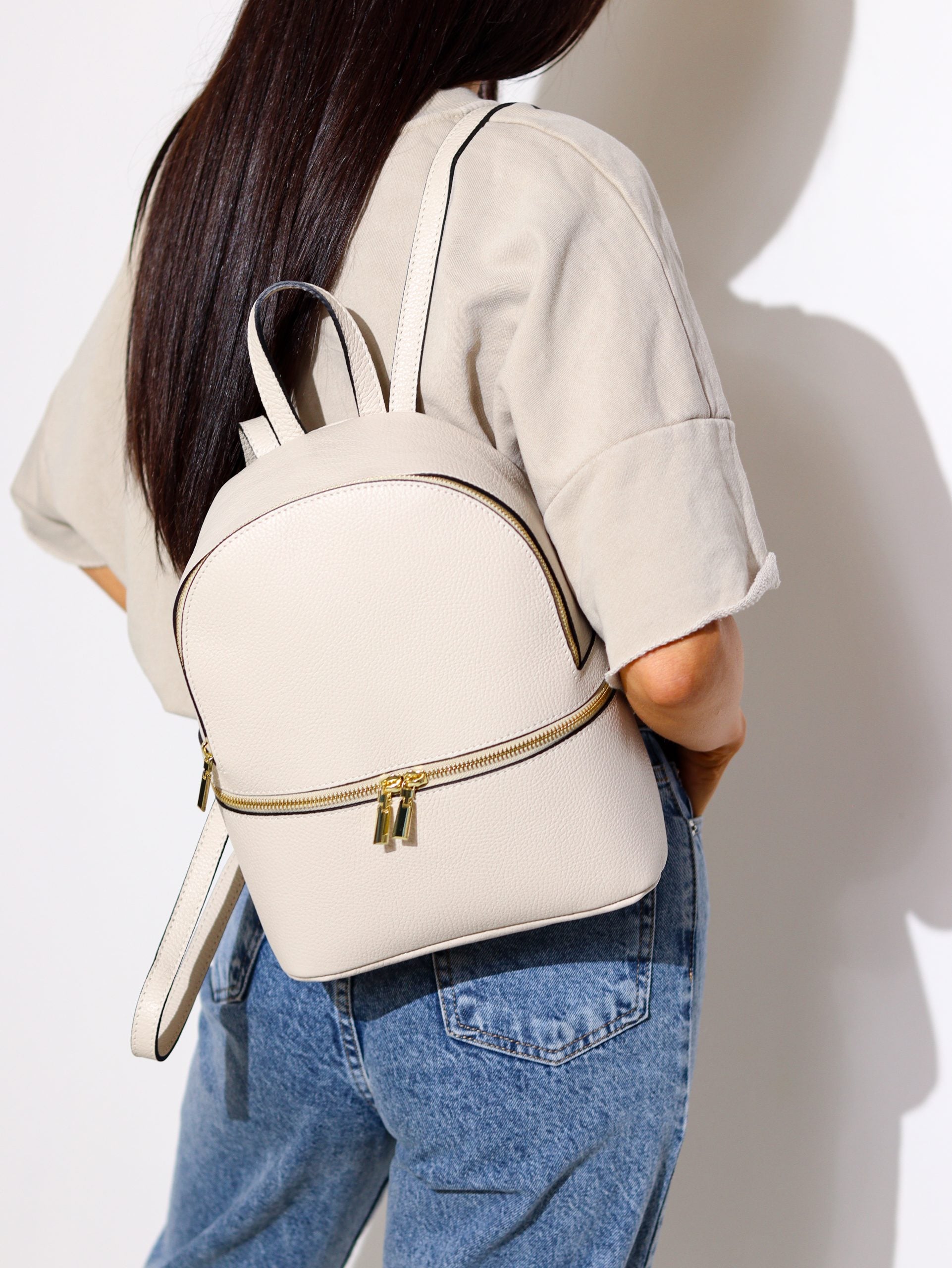 Bēša midi mugursoma ar rāvējslēdzēju - 14203