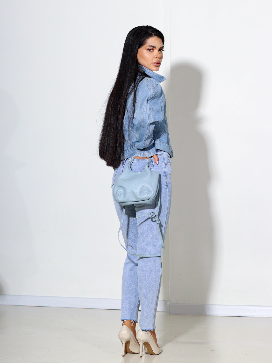 Zila āda soma "Mini Kiki" - 14201