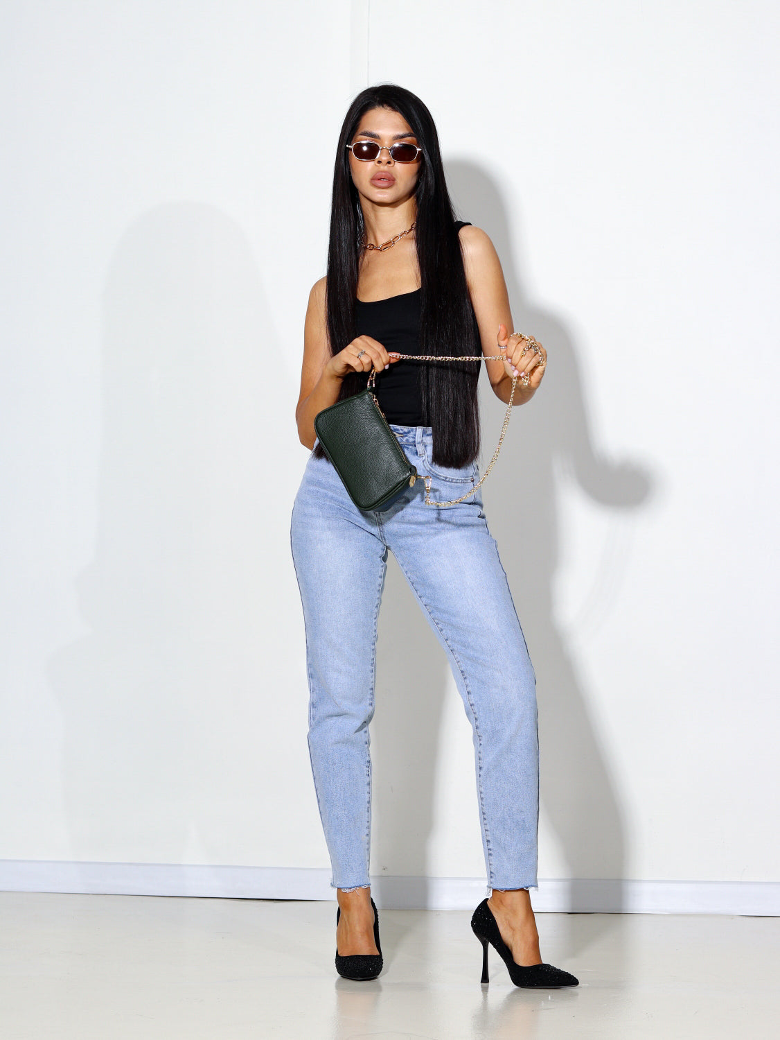 Zaļa ādas klača soma - 14195