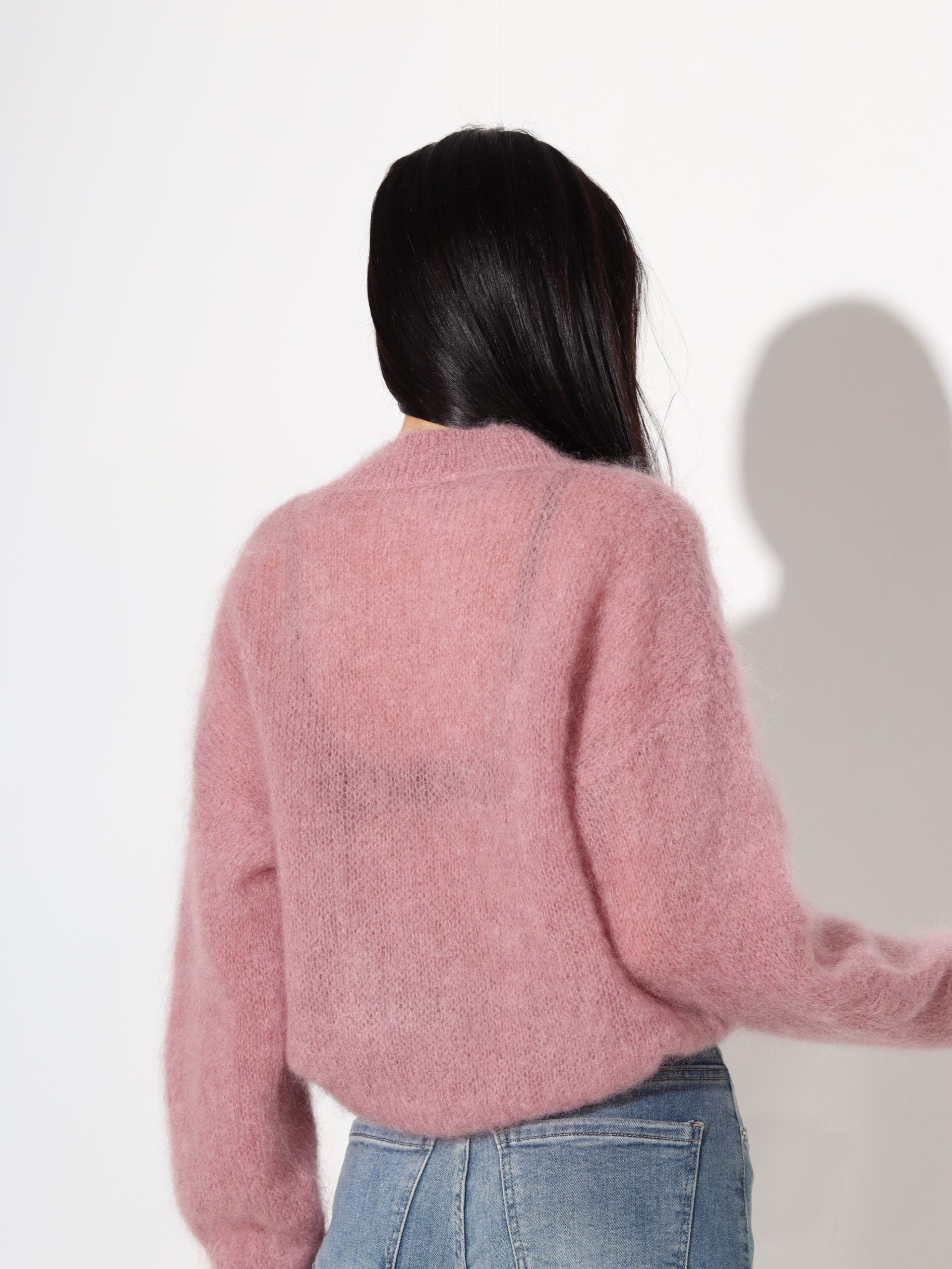 V.rozā mohēras džemperis ar noapaļotu kakla daļu - 17710