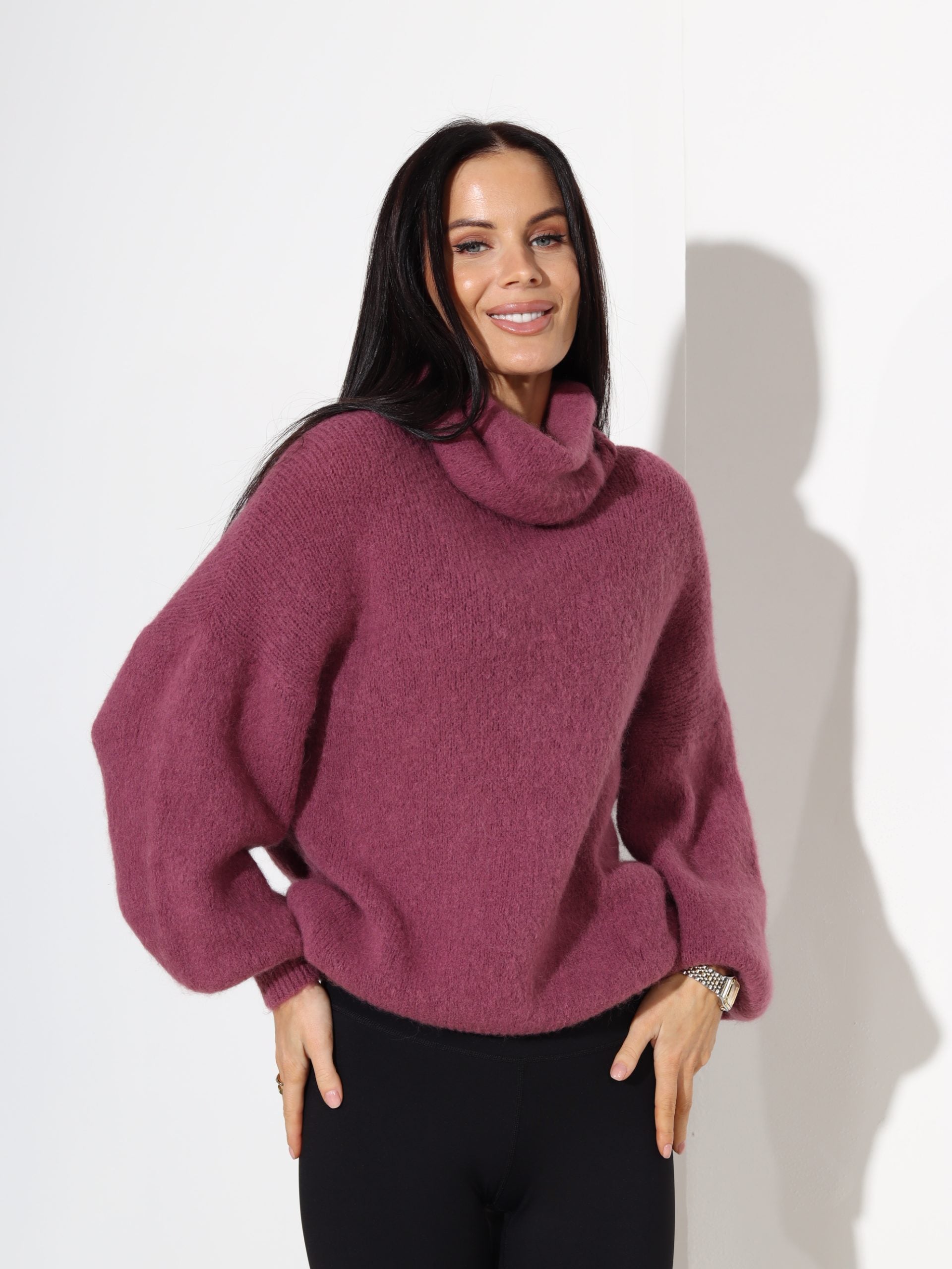 V.rozā alpakas džemperis ar dubultu atloku - 17702