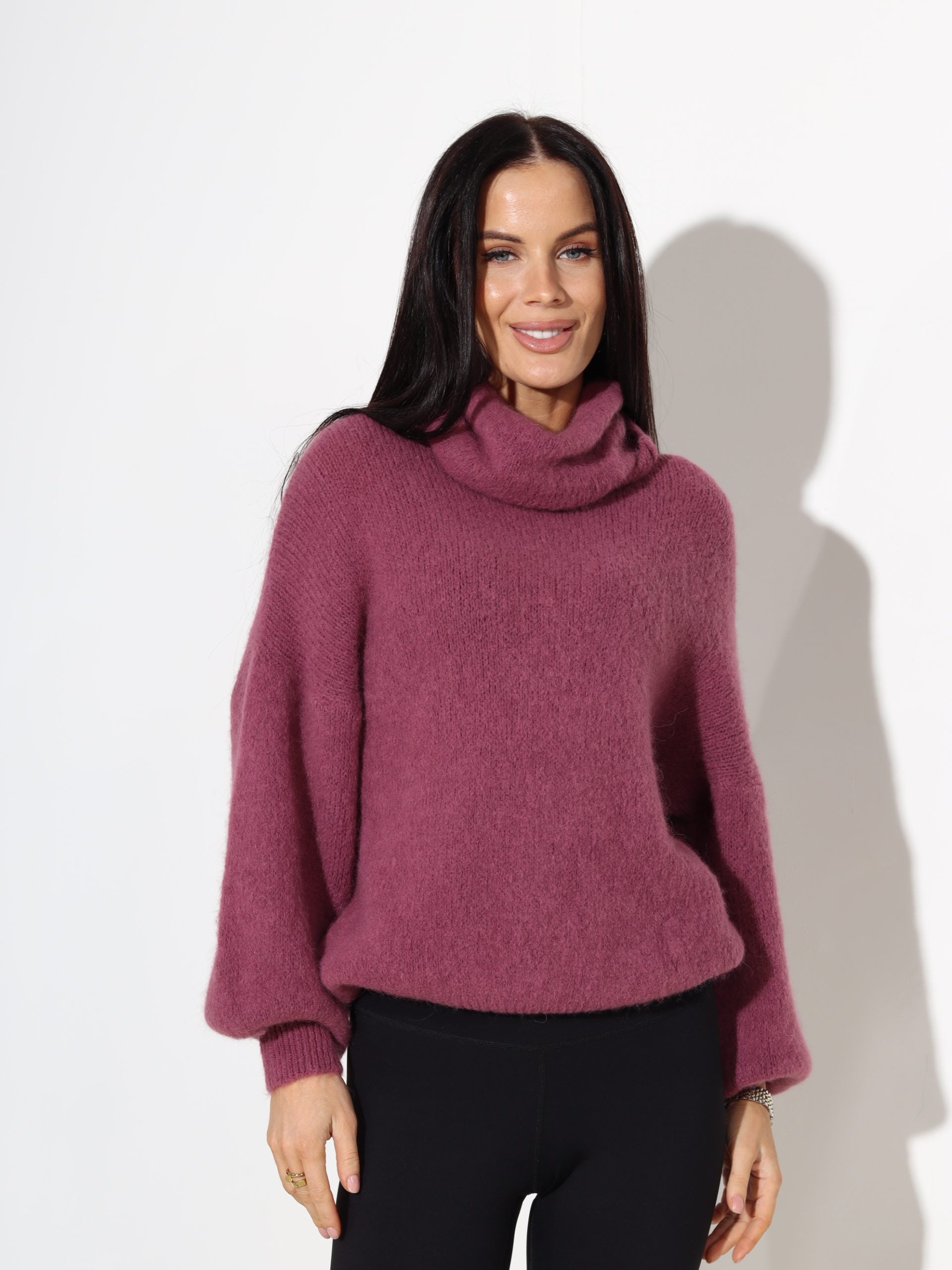 V.rozā alpakas džemperis ar dubultu atloku - 17702