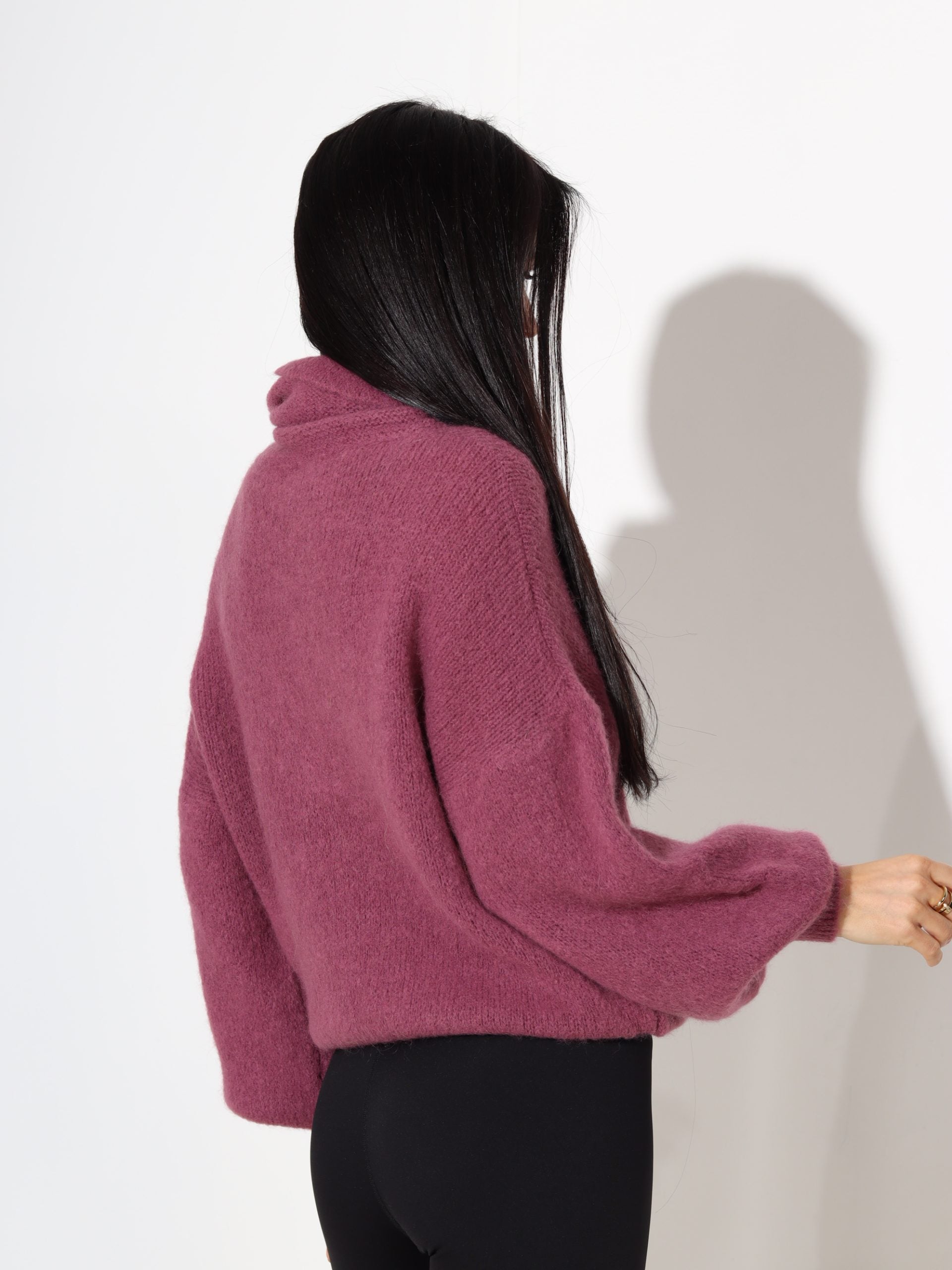 V.rozā alpakas džemperis ar dubultu atloku - 17702