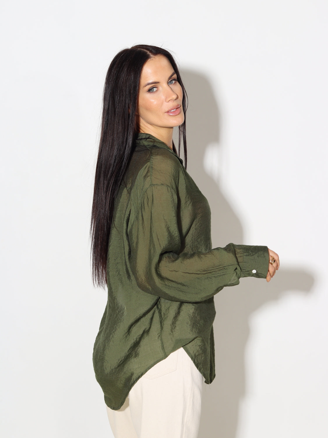 Zaļš, plāns, viskozes krekls - 14007