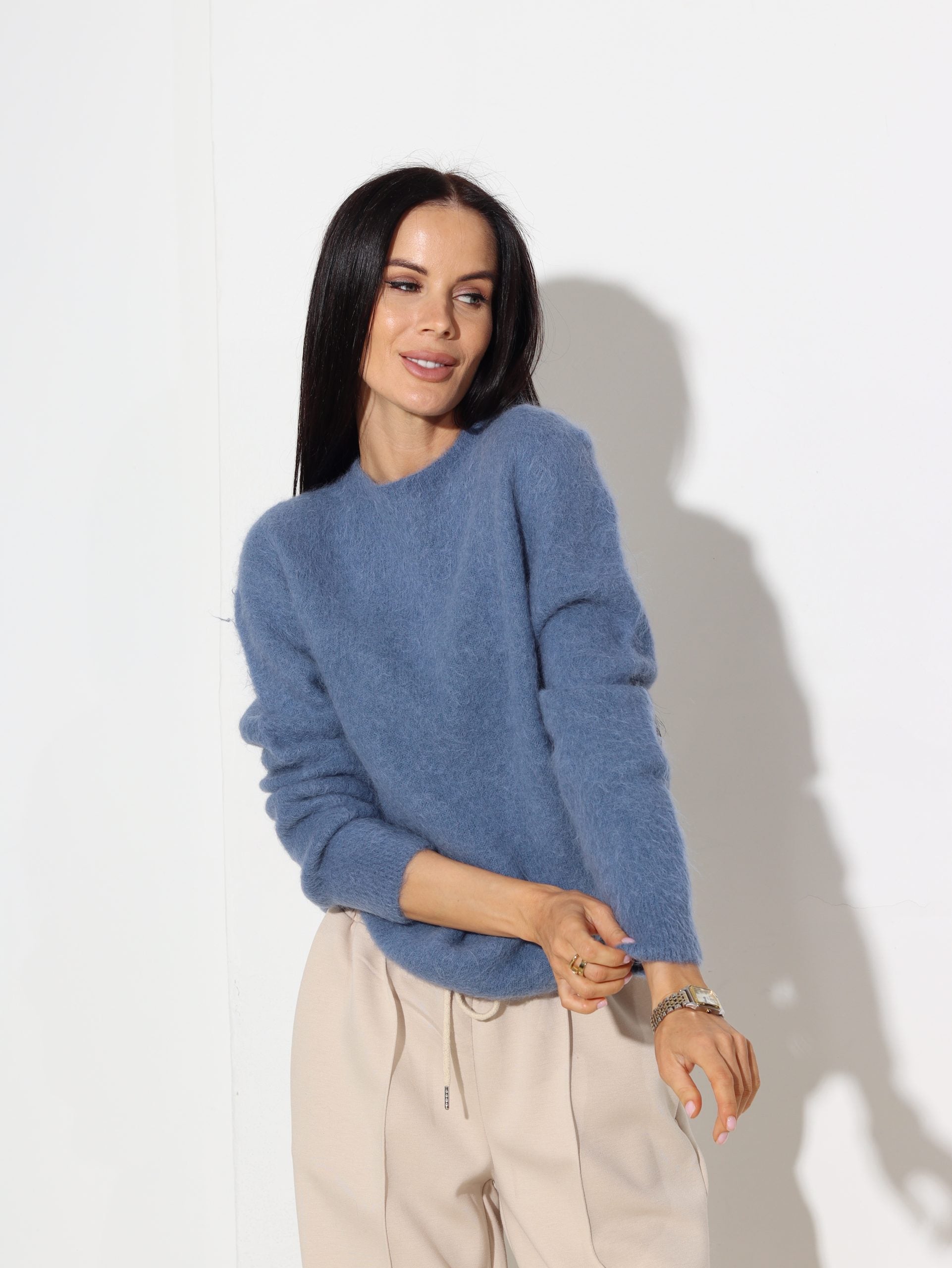 Zils alpakas džemperis 'Basic' - 16958