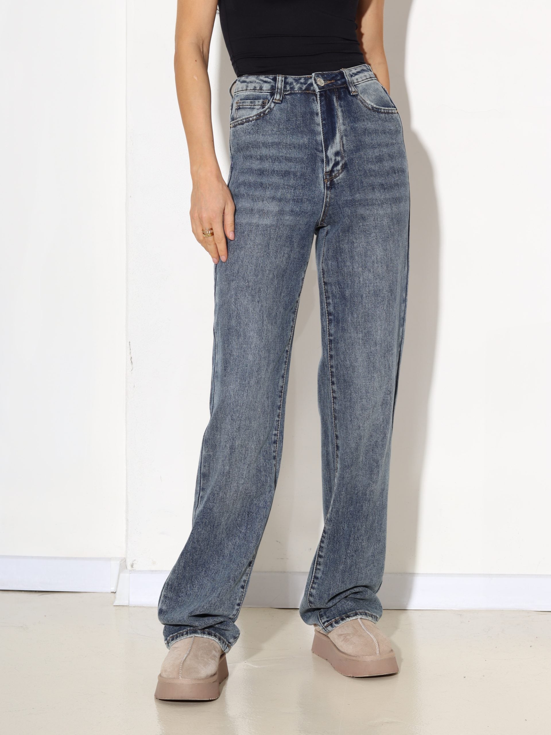 Zilas, "Laulia" firmas džinsu bikses ar balinājuma efektu - 17363