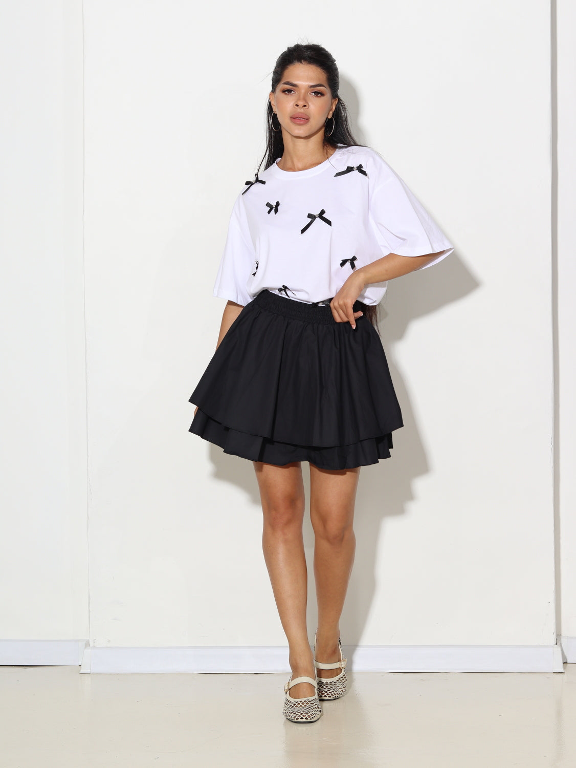 Balts T- krekls ar smalkām bantītēm - 15575