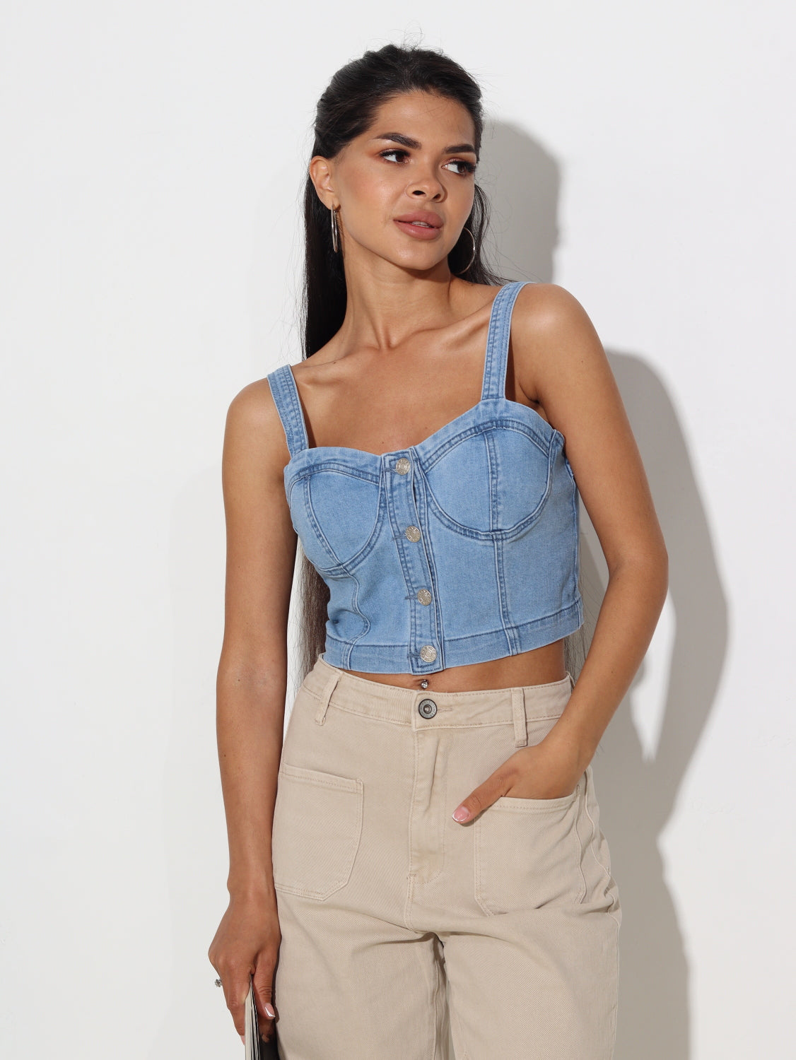 Zils džinsa kroptops uz lencēm- 15574