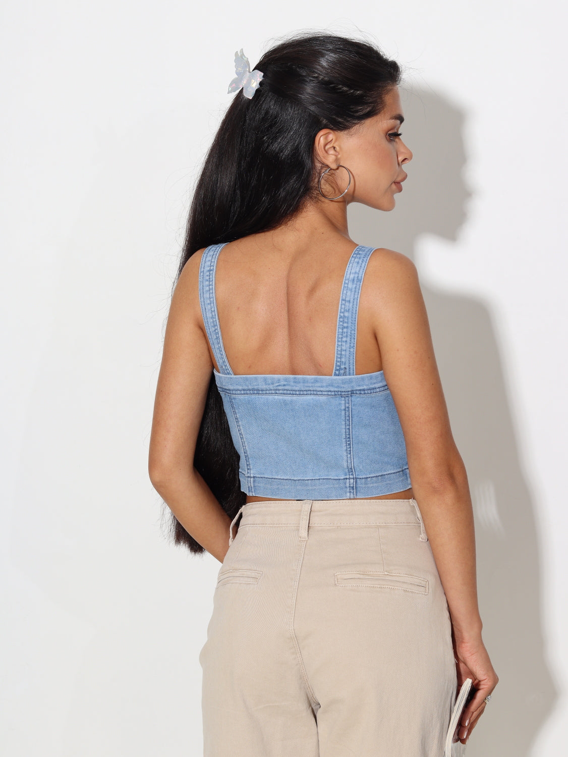 Zils džinsa kroptops uz lencēm- 15574