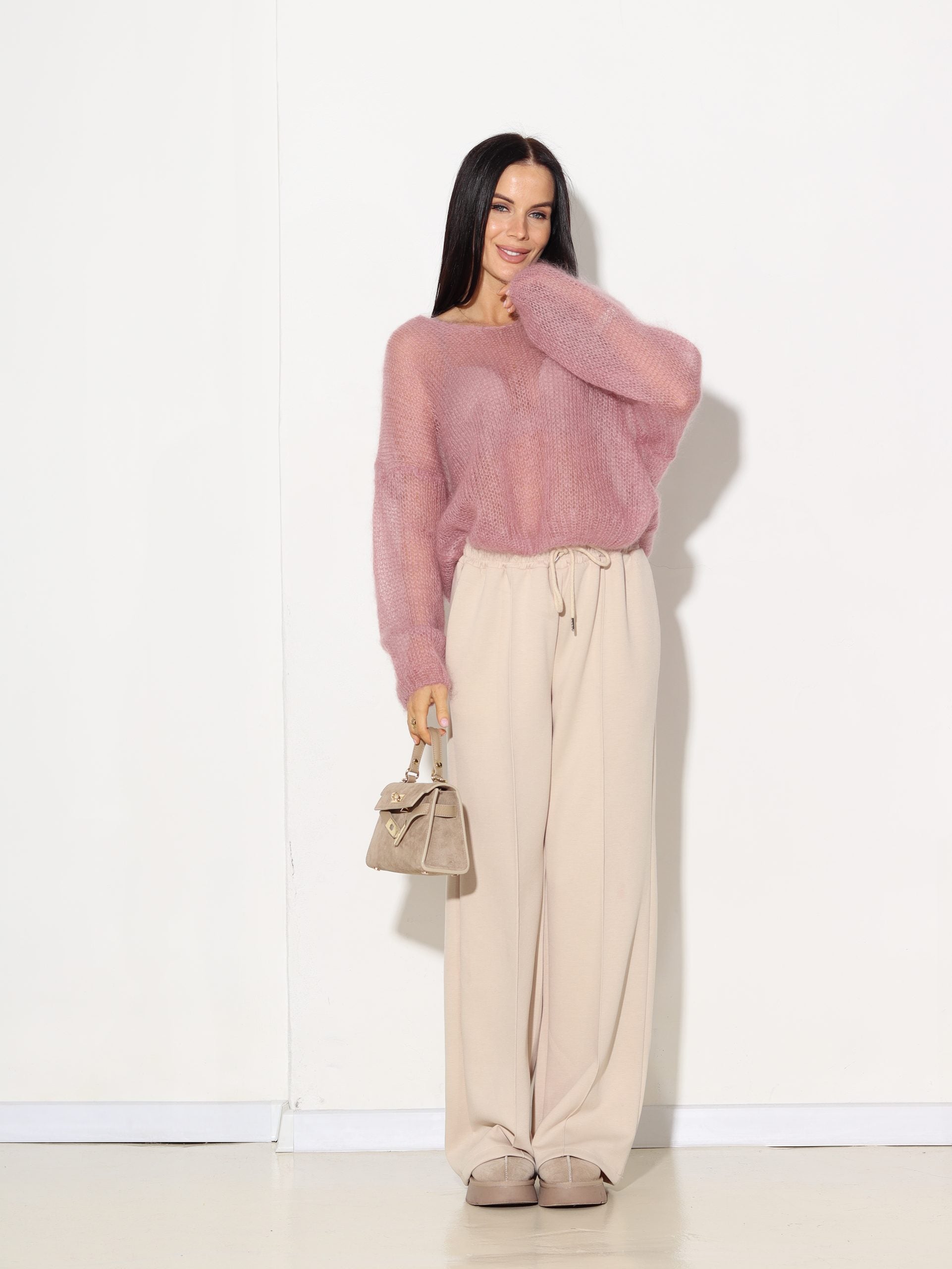 Veci rozā, plāna adījuma, mohēras džemperis - 16967