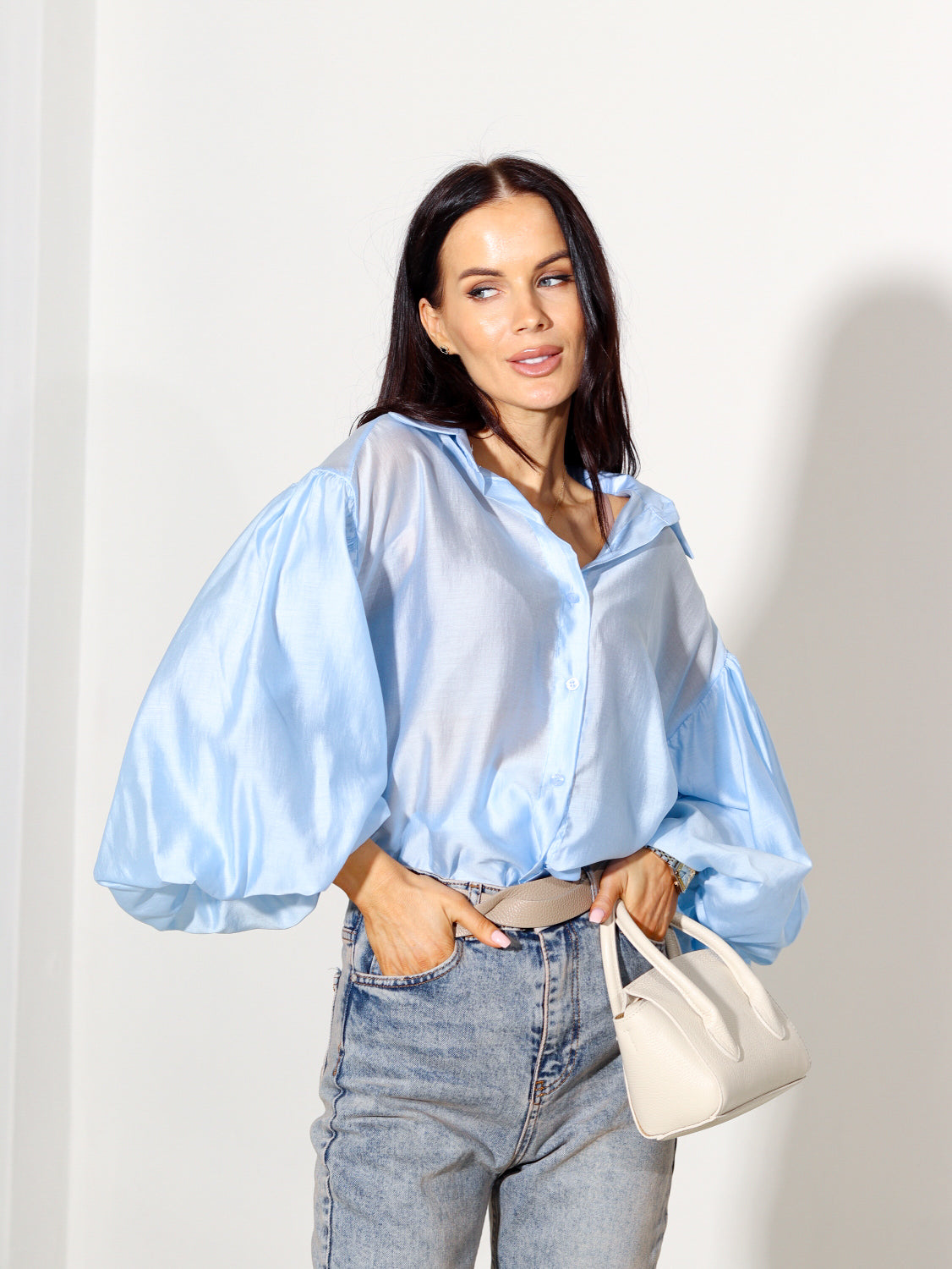 Zila blūze ar 3/4 piedurknēm -  14281