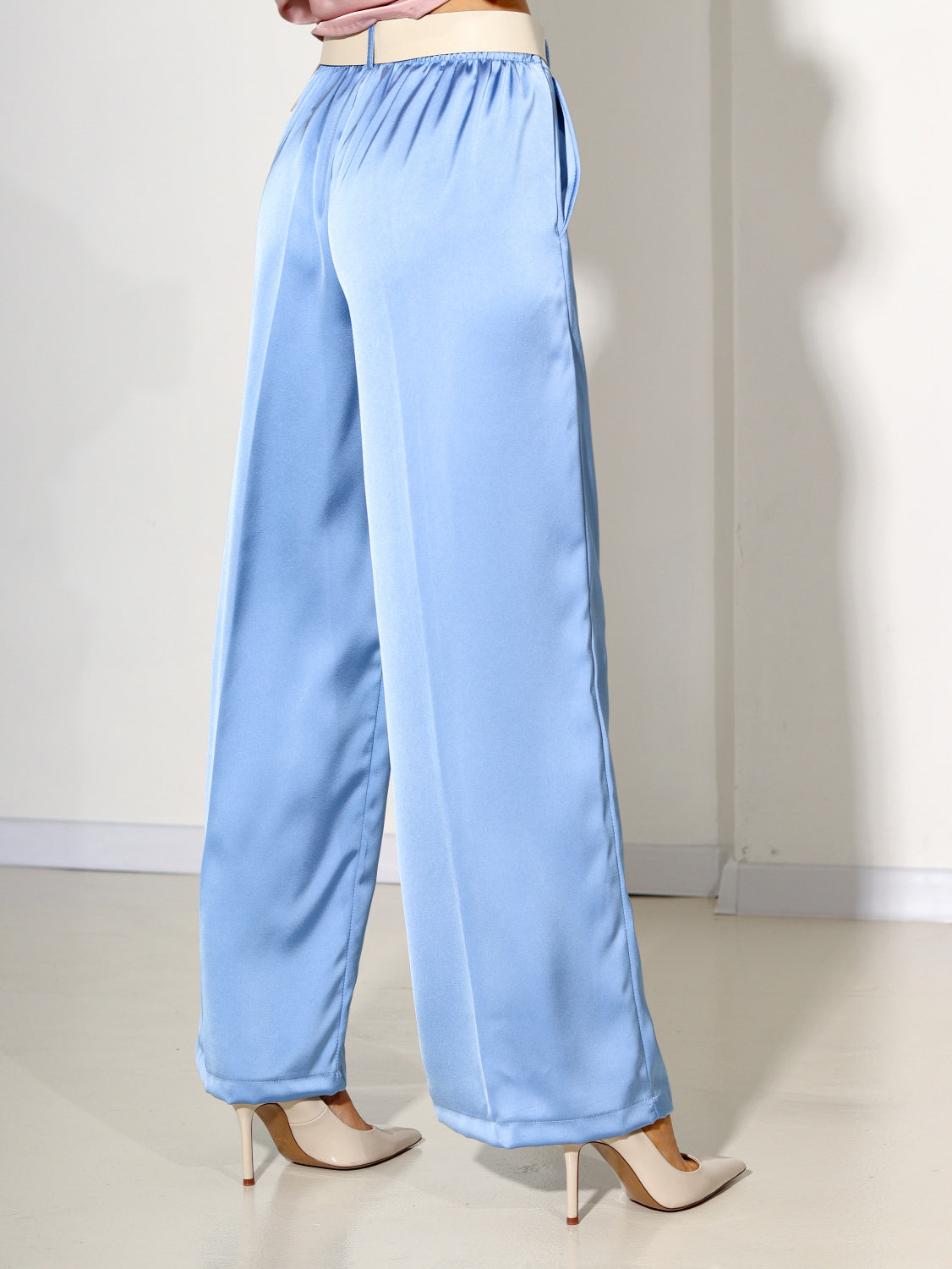 Zilas bieza atlasa klasiskas bikses - 14316