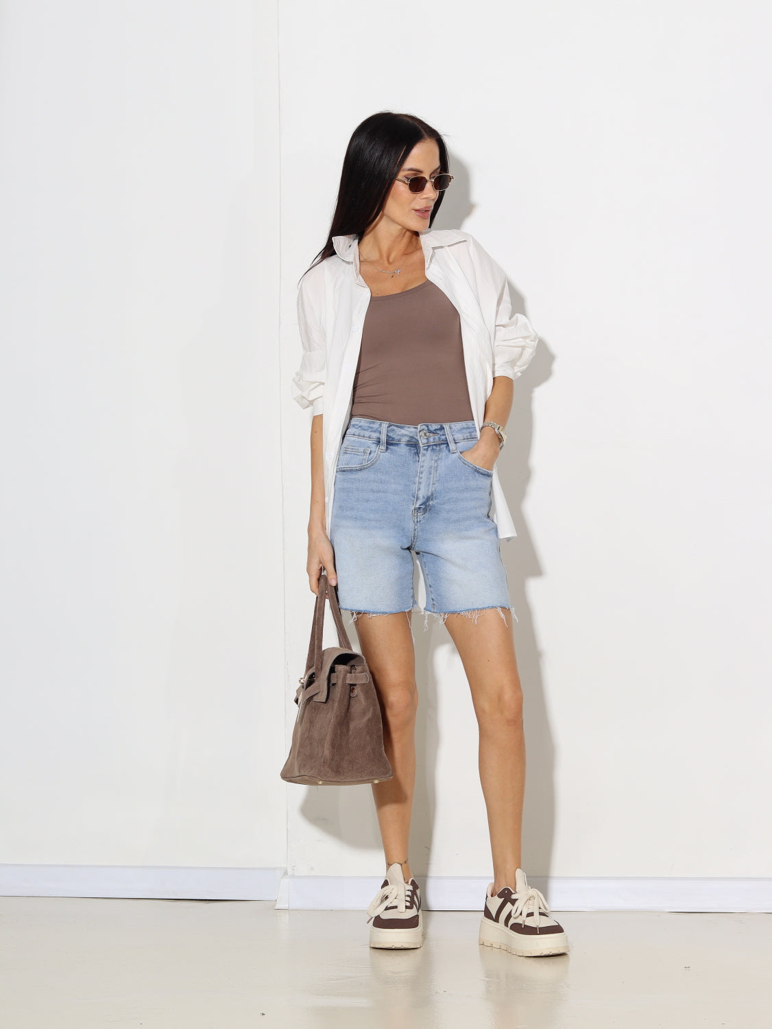 Zili džinsa šorti ar nenostrādātu malu - 15662