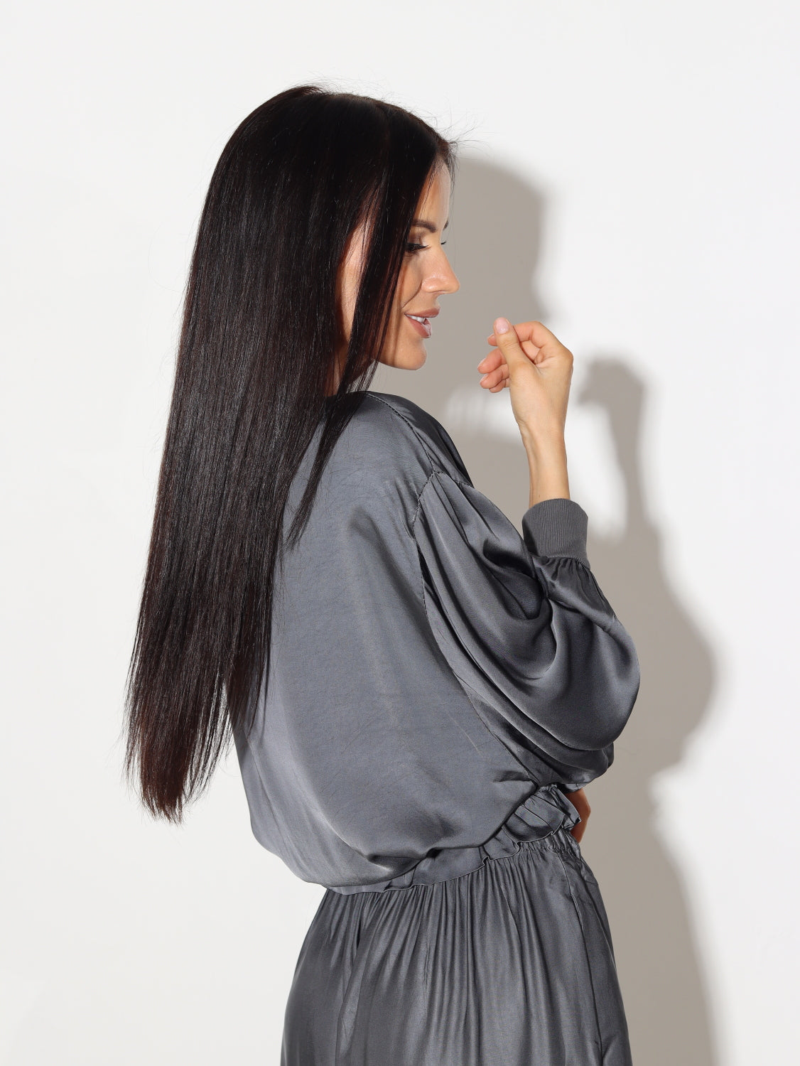 Zilganpelēka, plāna, zīda jaciņa - 14497