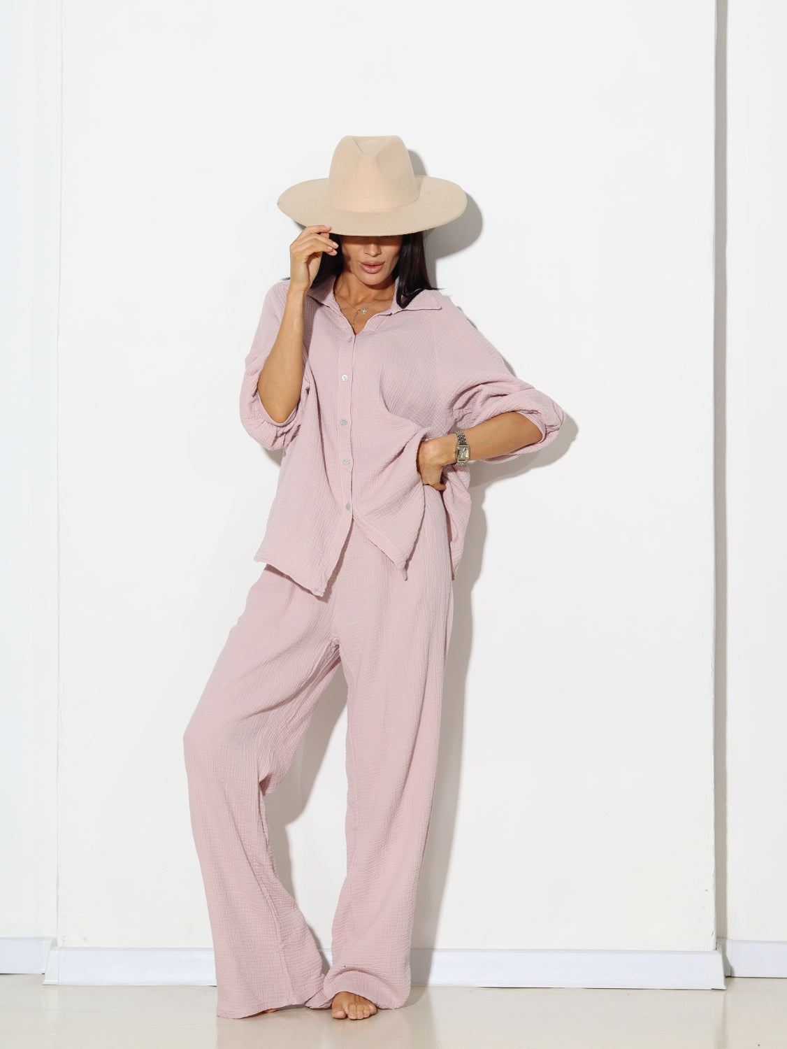 Veci rozā muslīna auduma komplekts - 14814