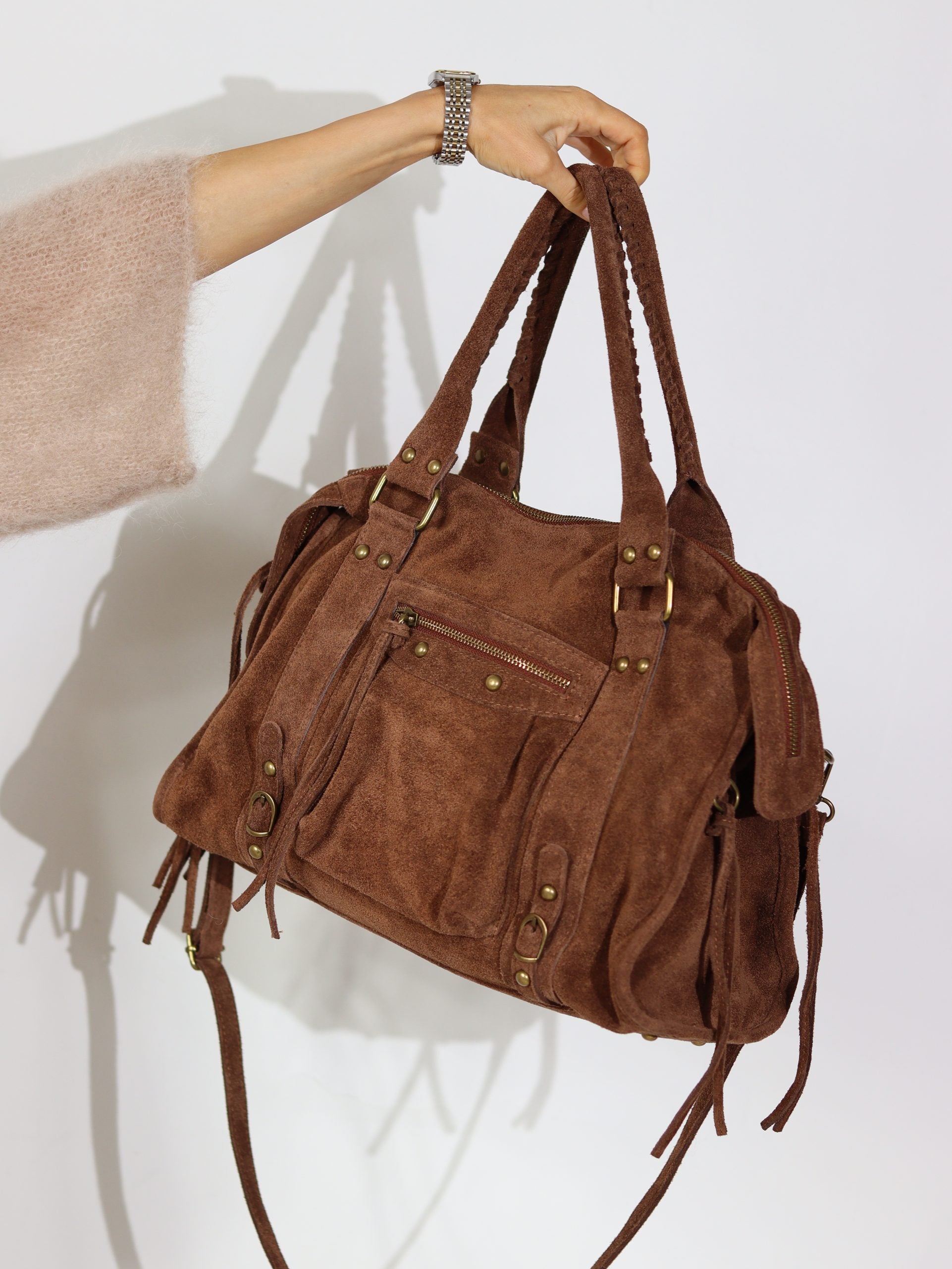 Camel/brūna "Maxi Vintage" zamšādas soma - 16940