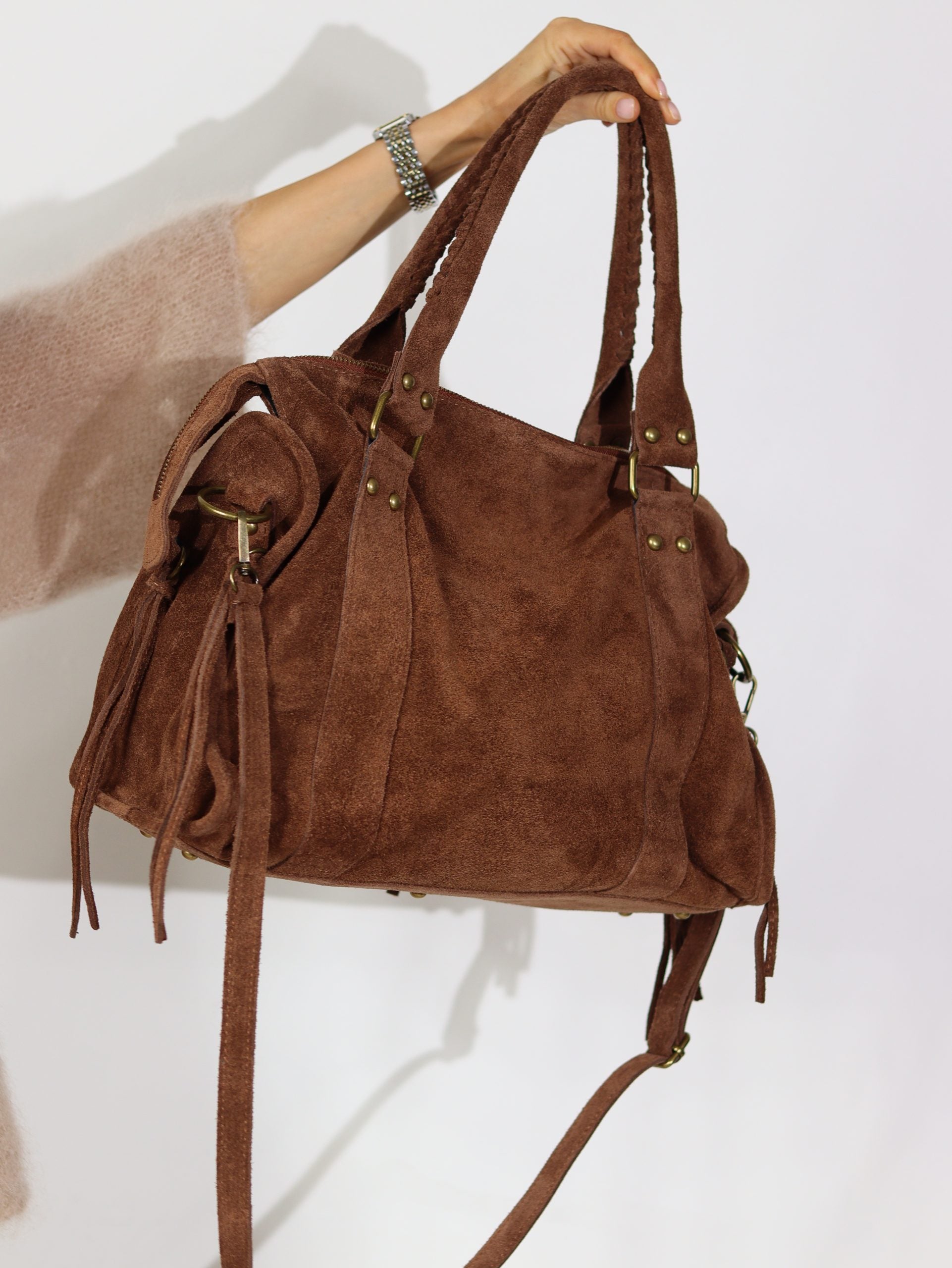Camel/brūna "Maxi Vintage" zamšādas soma - 16940