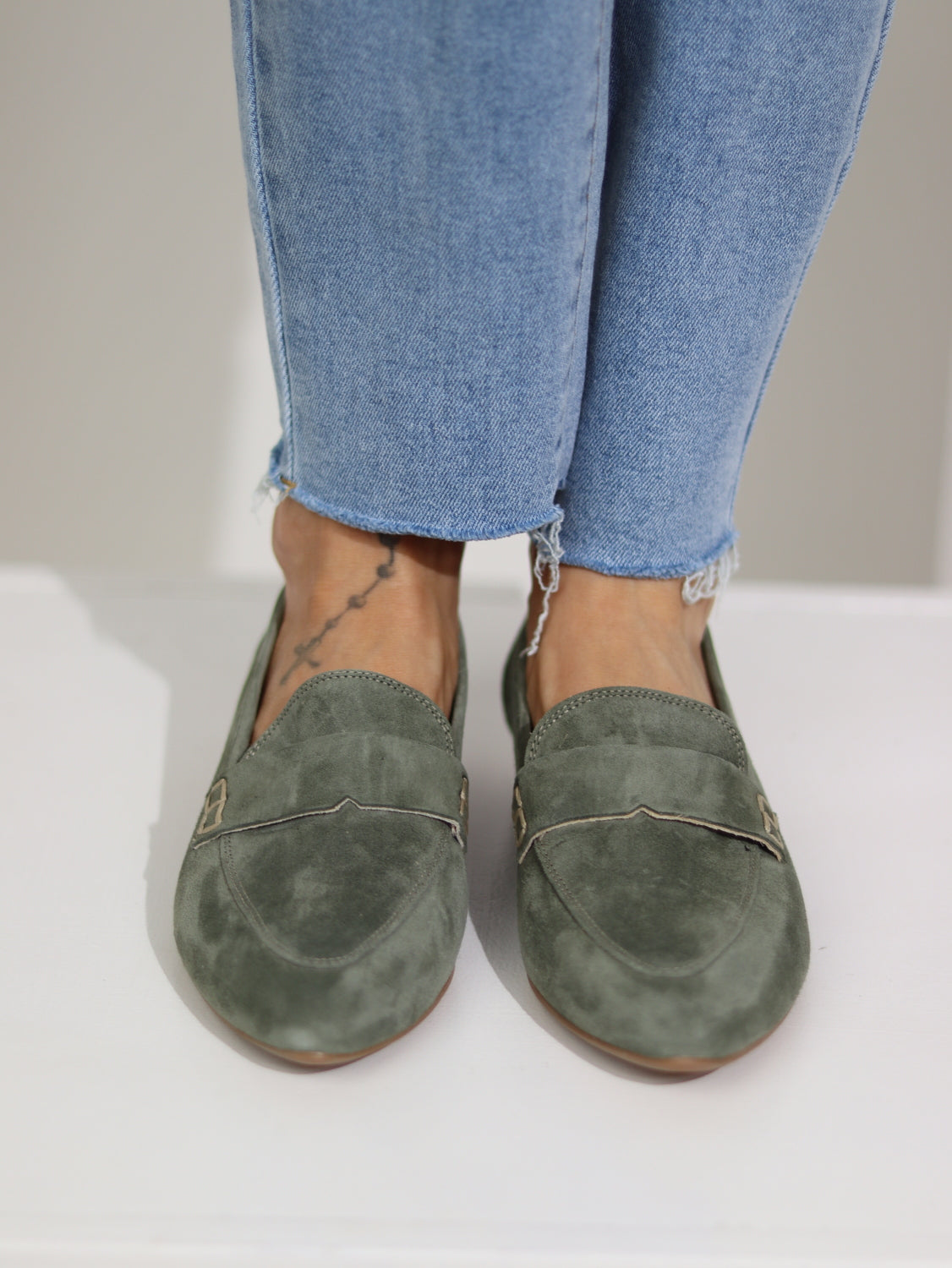 Zaļas, zemas d/zamšādas kurpītes - 15169