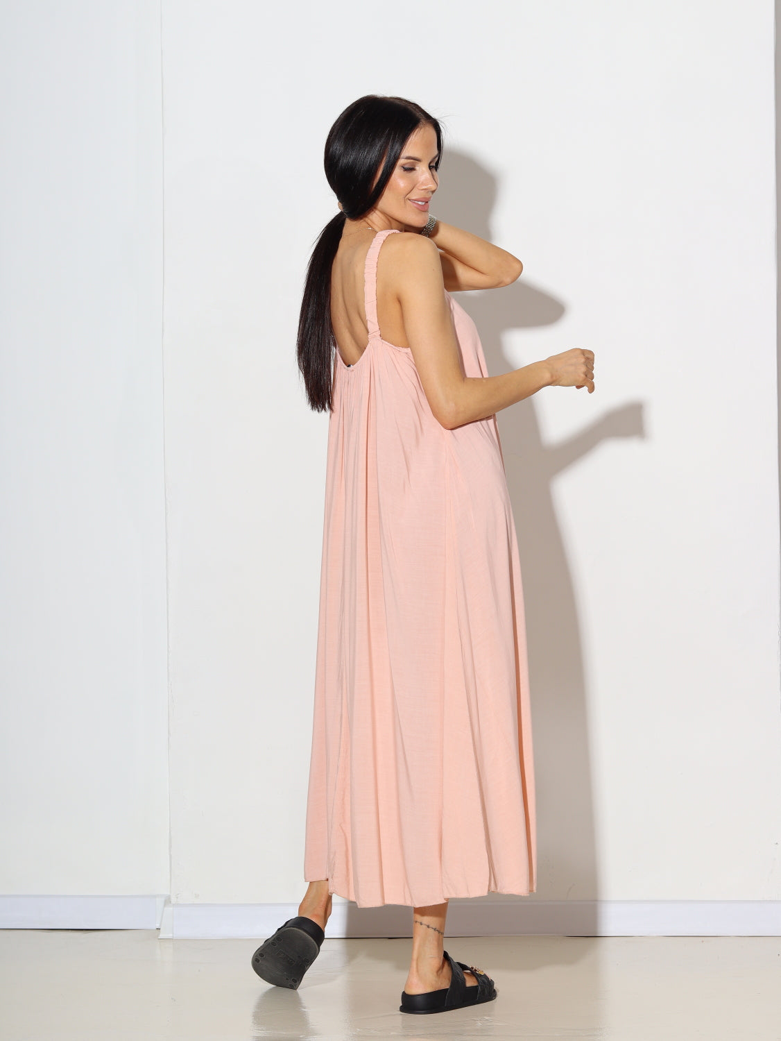 Baby rozā, gara, vasarīga kleita uz lencēm - 14834