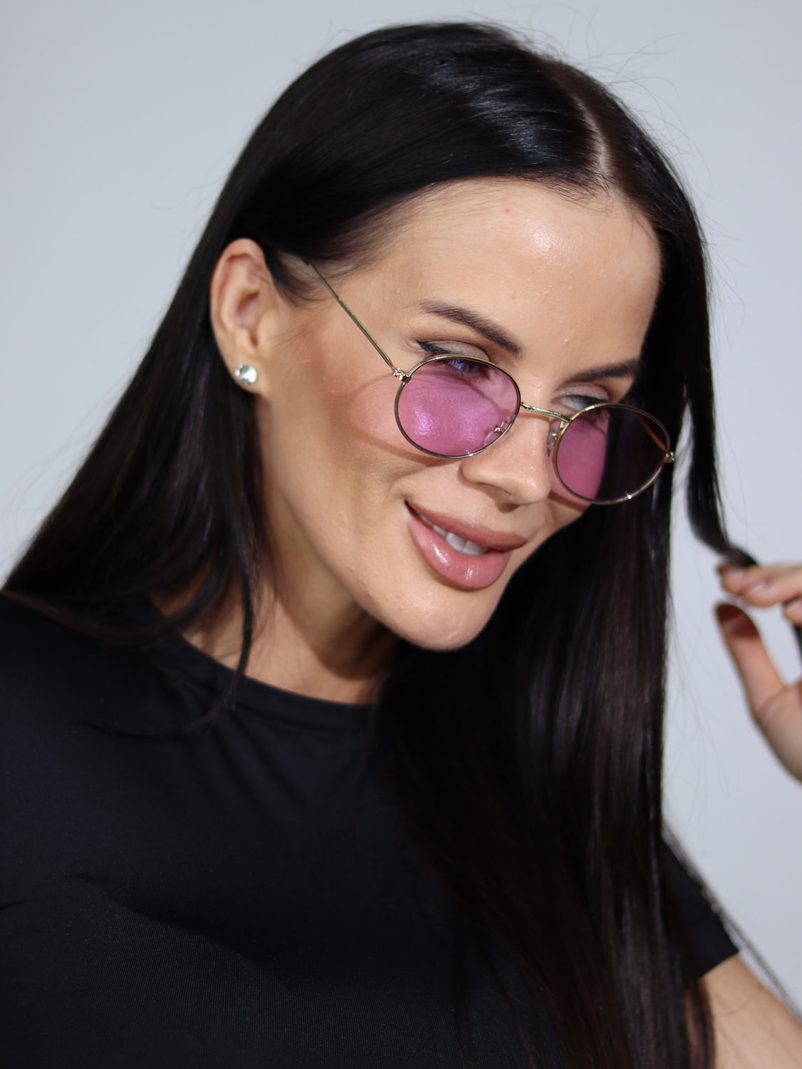 Violetas, midi ovālas saulesbrilles smalkā rāmī - 15698