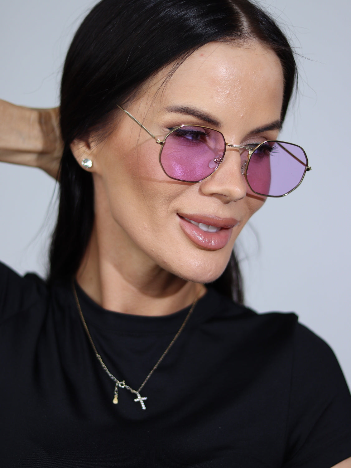 Violetas, šķeltu metālisku maliņu, saulesbrilles - 15687