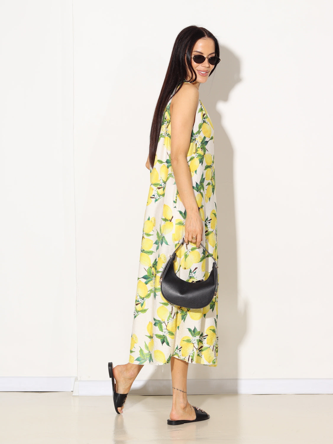 Balta basic midī kleita 'lielais citroniņš' - 14857