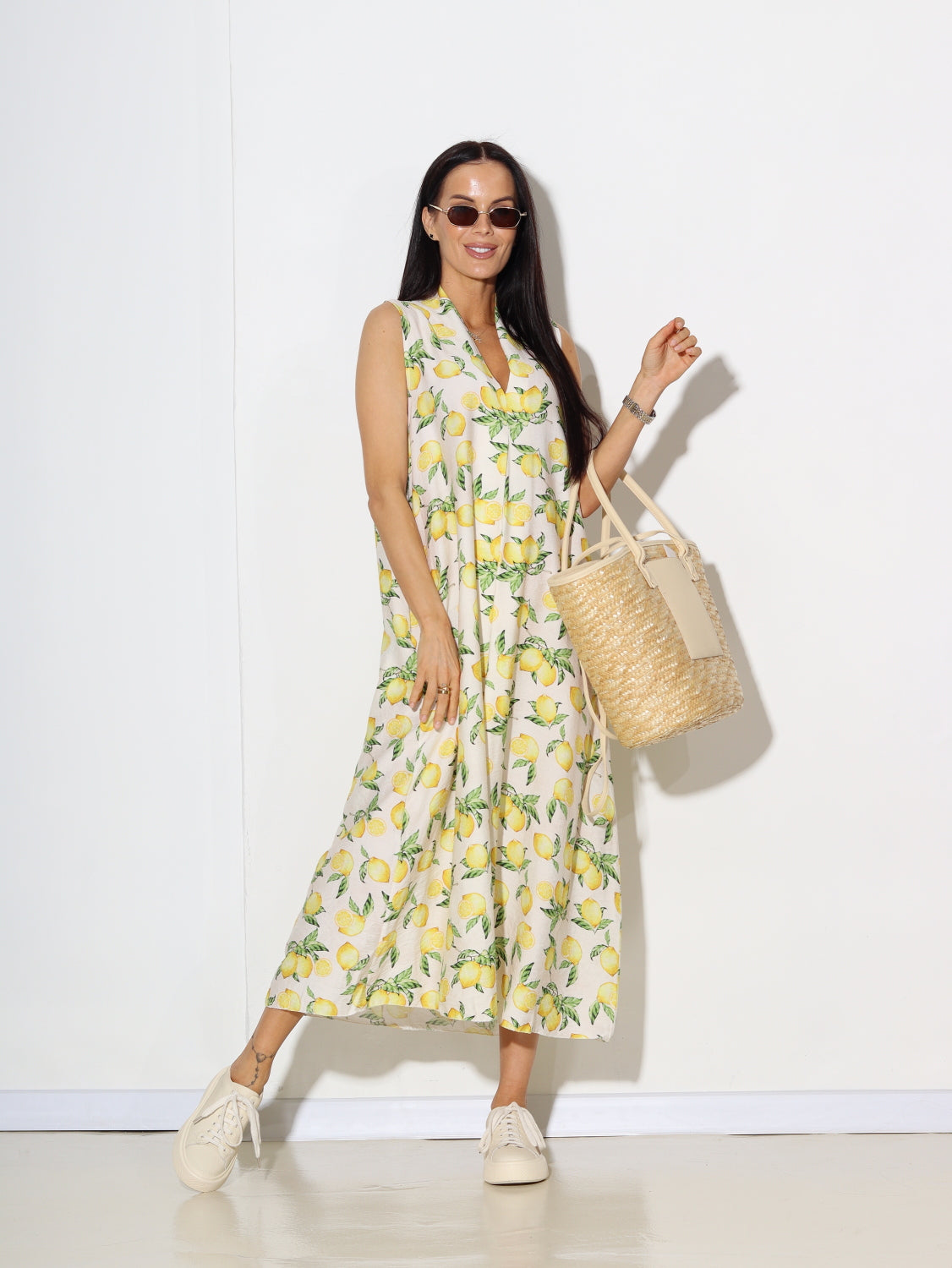 Balta basic midī kleita 'mazais citroniņš' - 14855