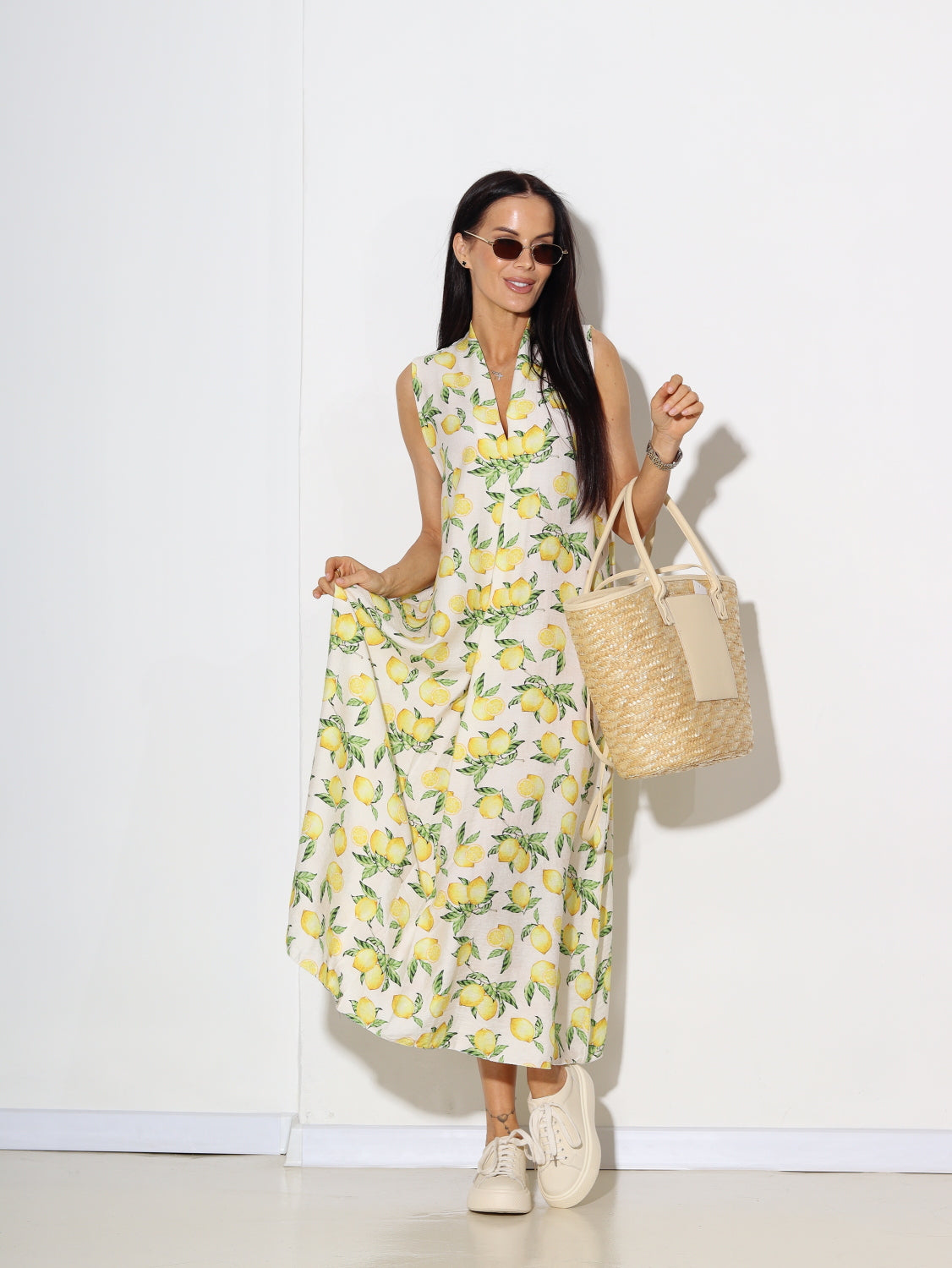 Balta basic midī kleita 'mazais citroniņš' - 14855