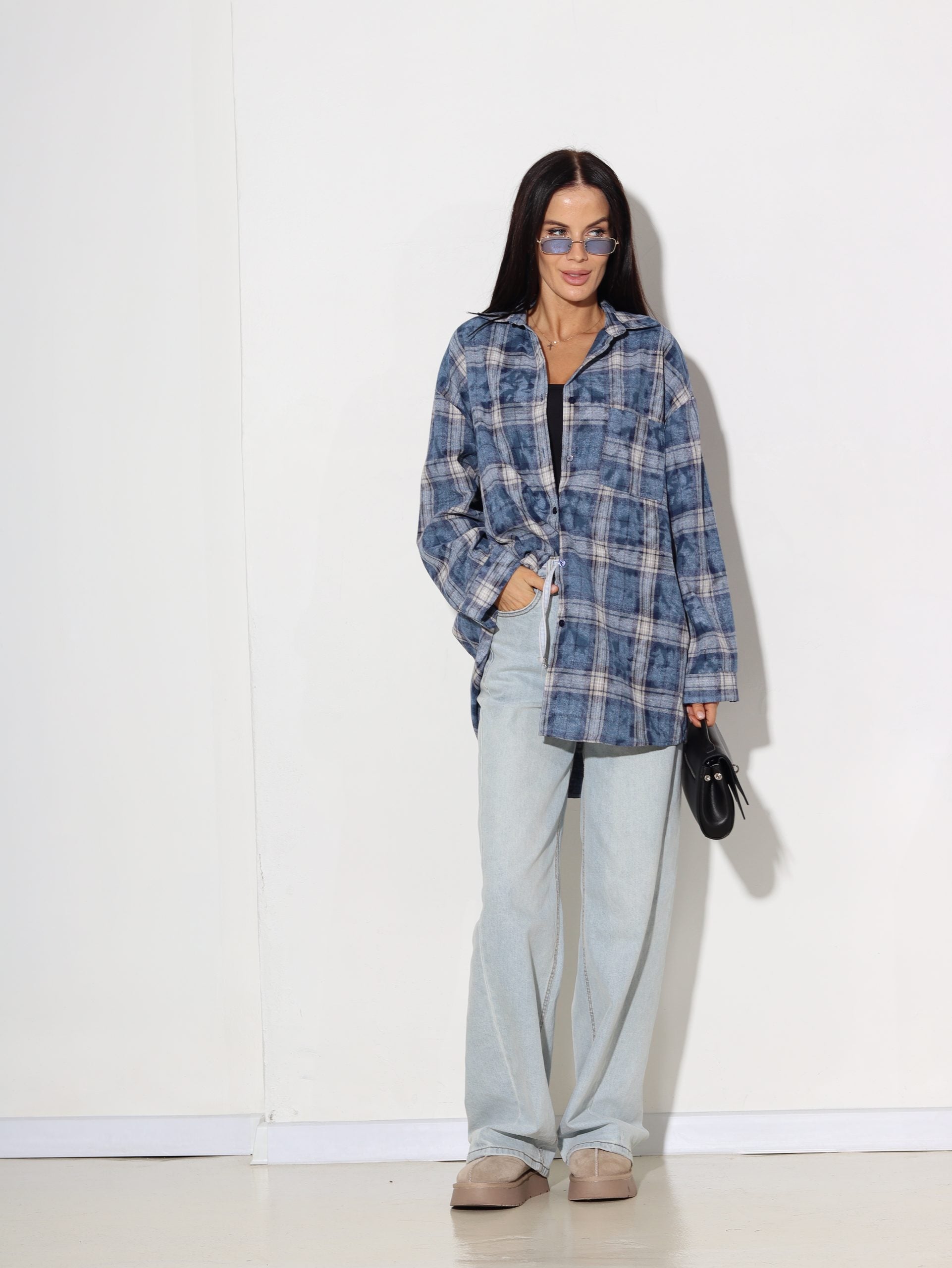 Zils rūtains krekls - 16340