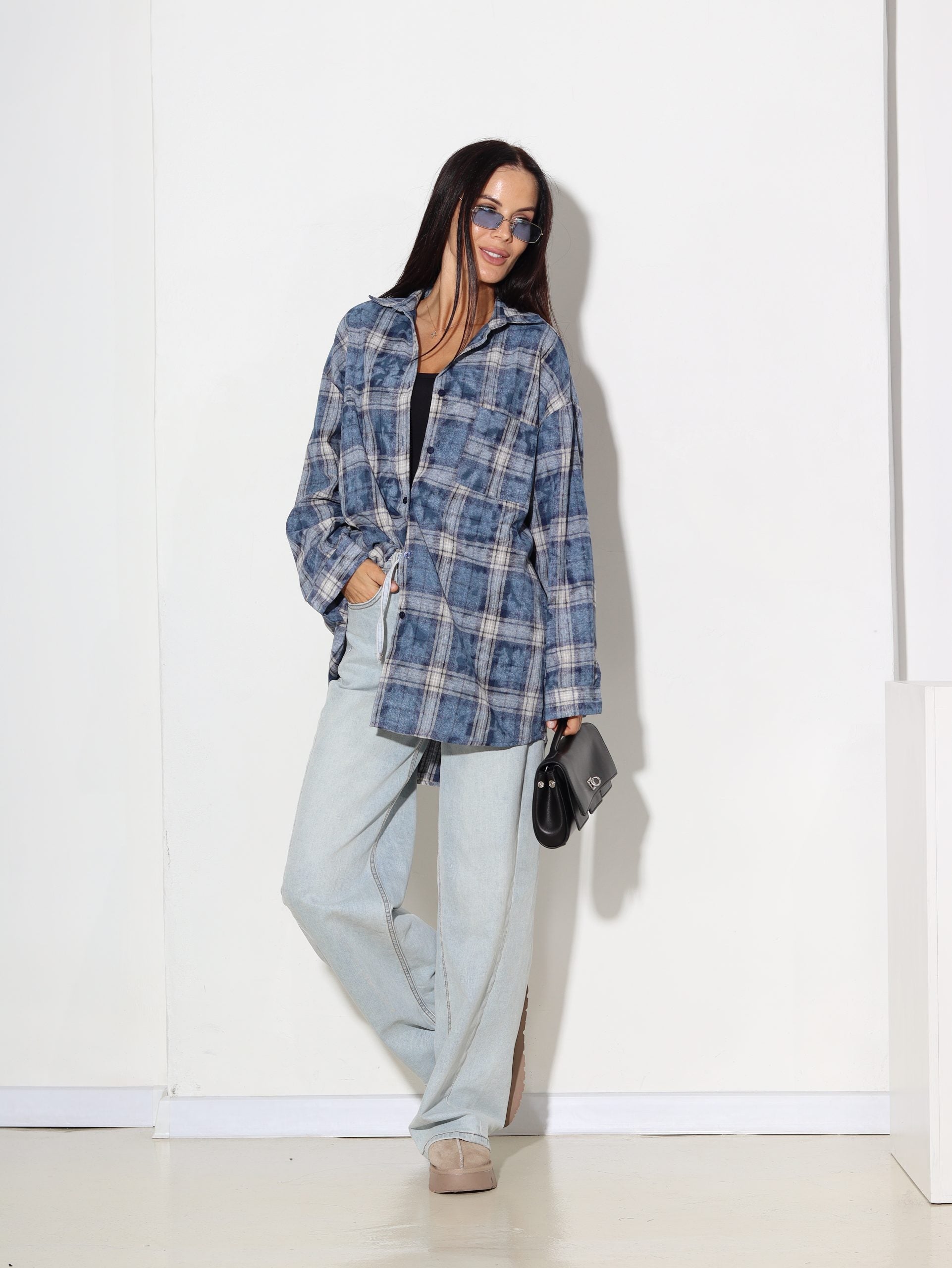 Zils rūtains krekls - 16340