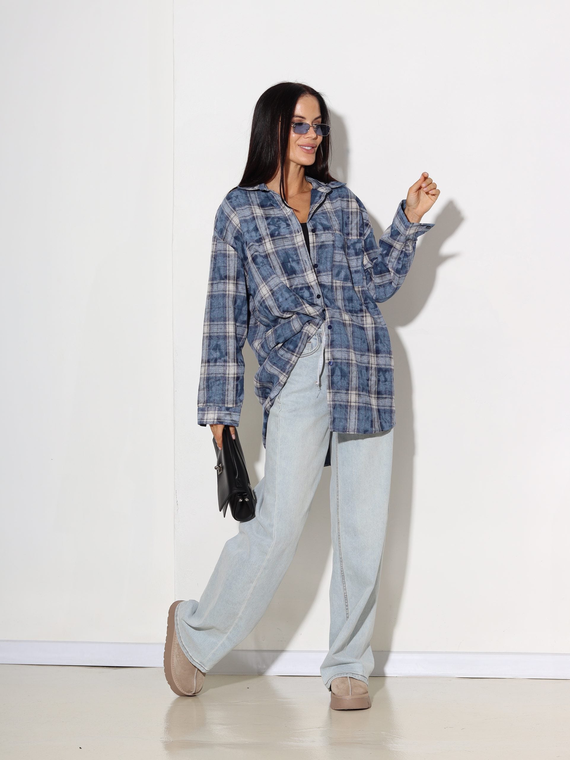 Zils rūtains krekls - 16340