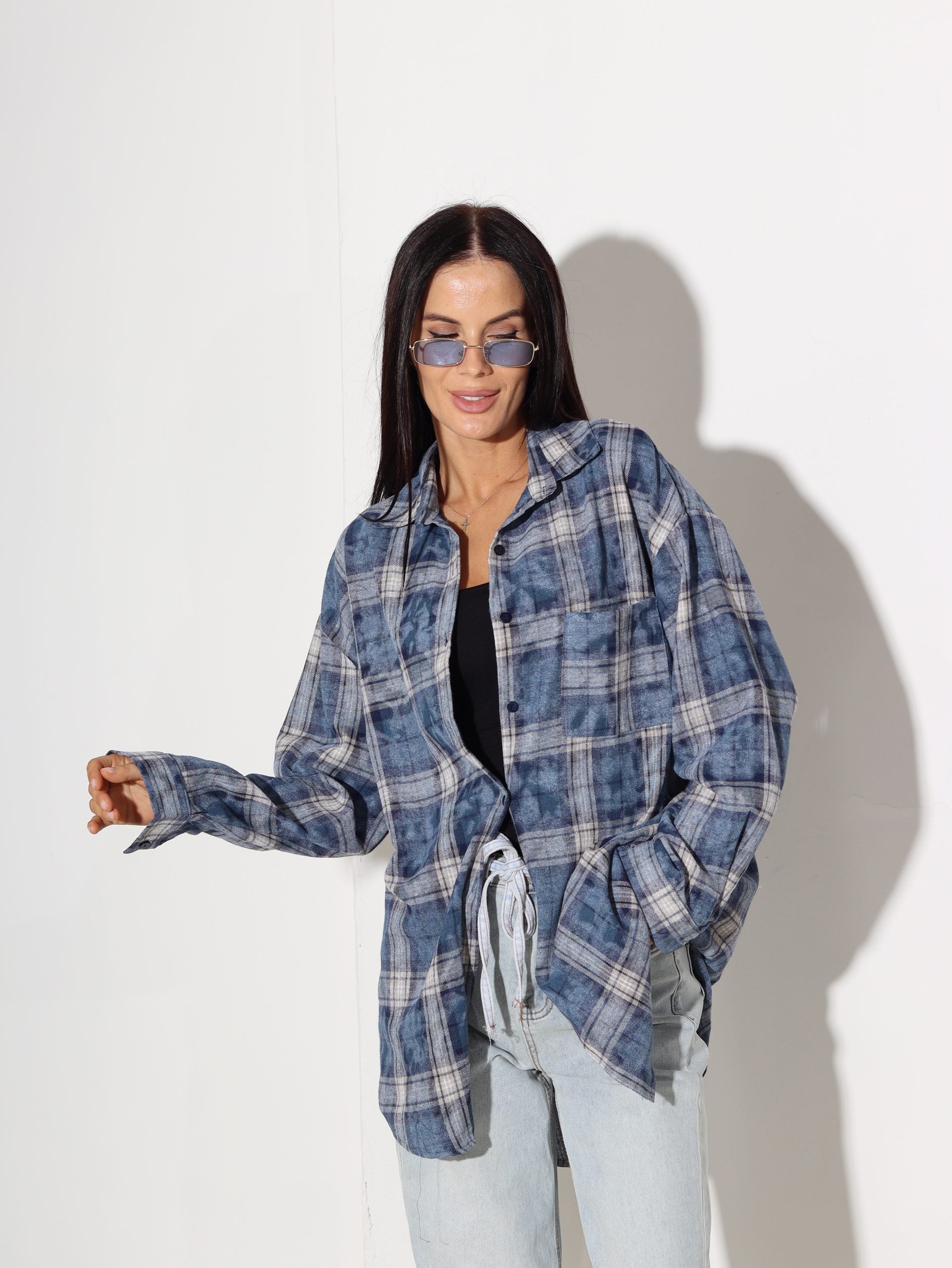 Zils rūtains krekls - 16340