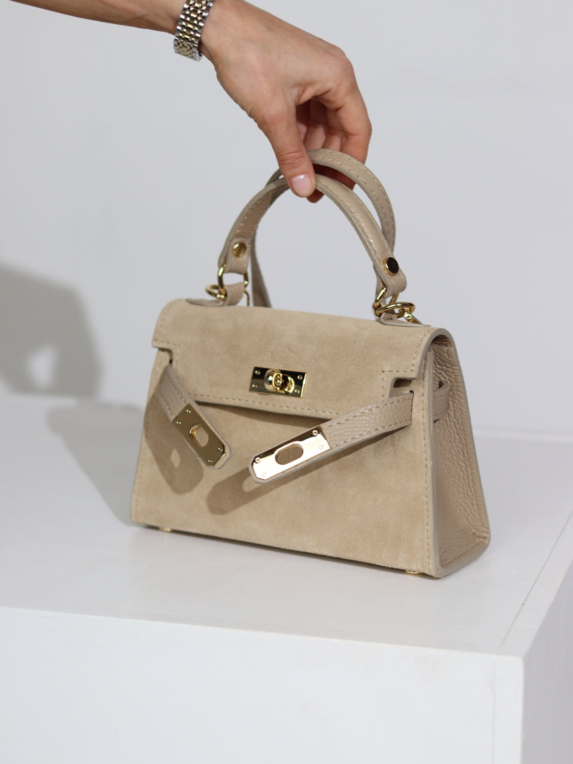 Bēša , zamšādas soma "Mini klasika" - 15753