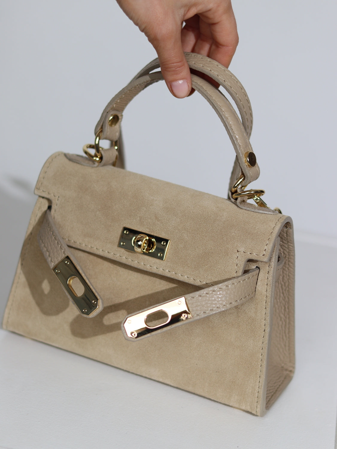 Bēša , zamšādas soma "Mini klasika" - 15753