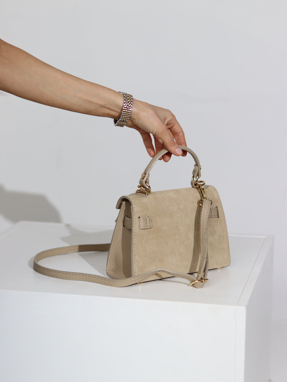 Bēša , zamšādas soma "Mini klasika" - 15753