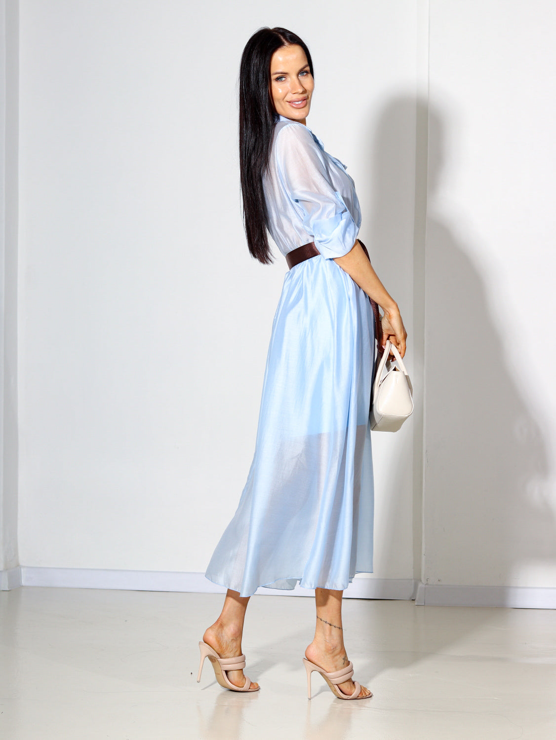 Zila, plānas viskozes kleita ar jostu - 14355