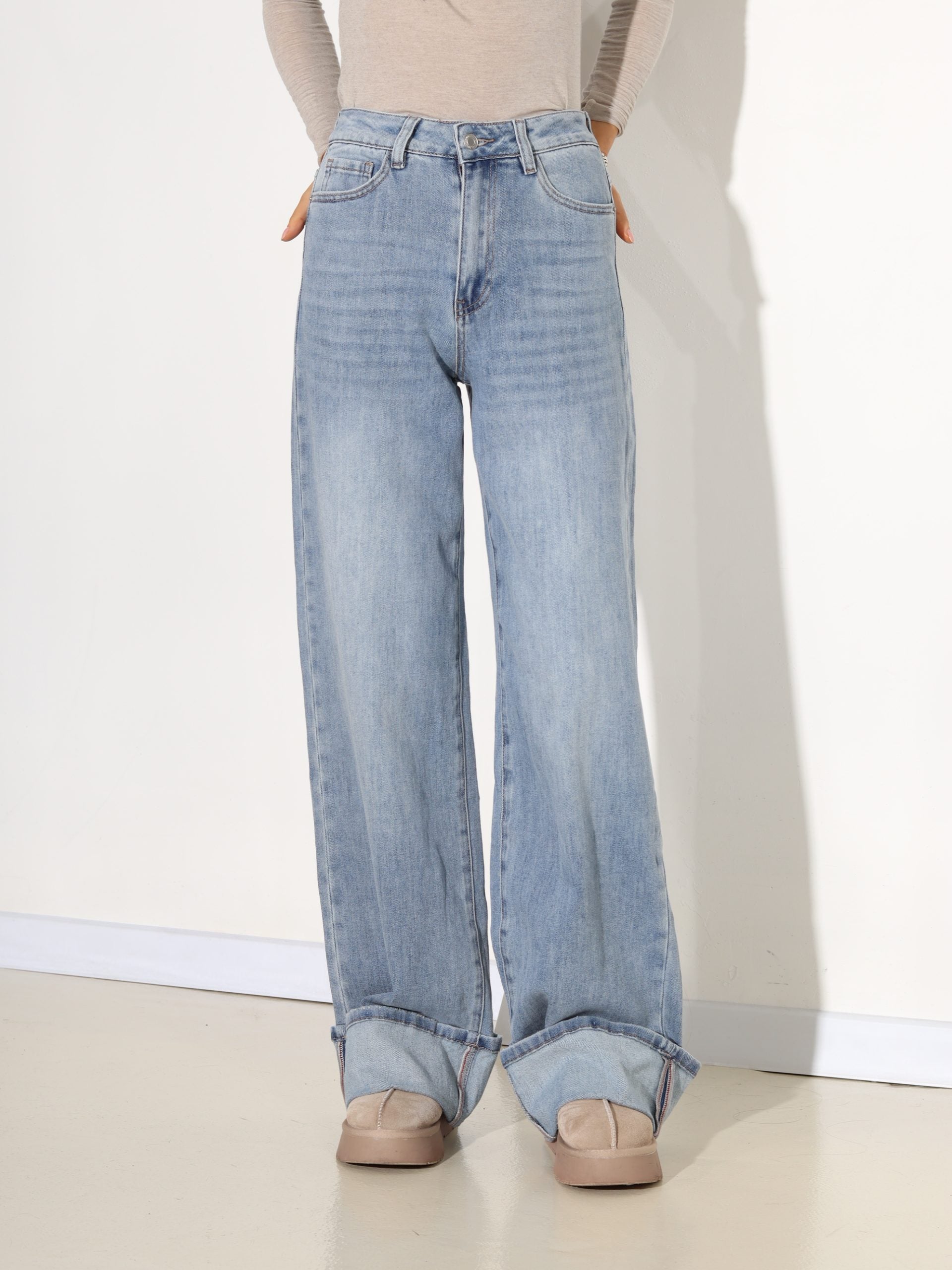 G.zilas Laulia džinsa bikses "Dad fit" ar atloku staru galos - 17756