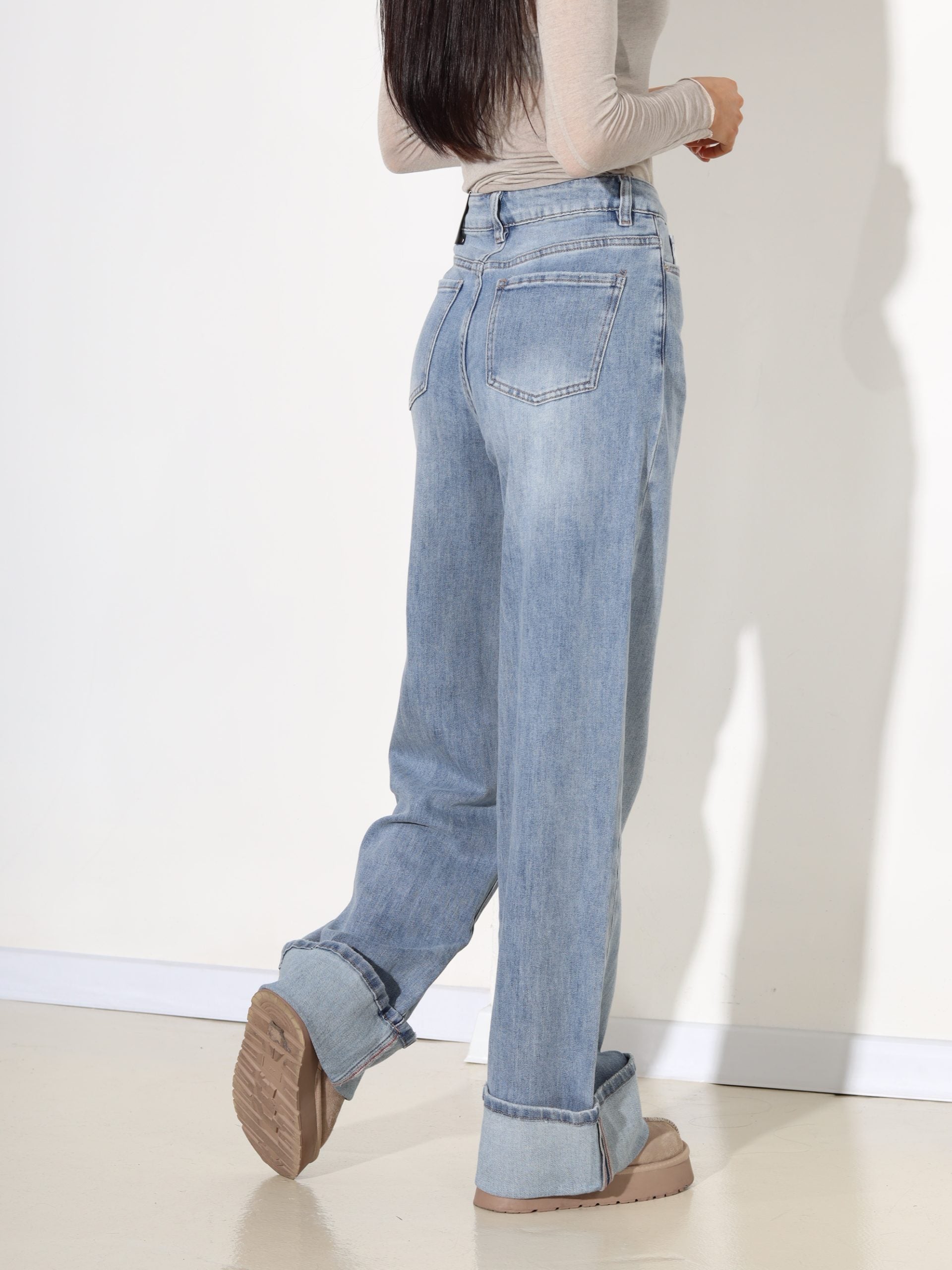 G.zilas Laulia džinsa bikses "Dad fit" ar atloku staru galos - 17756